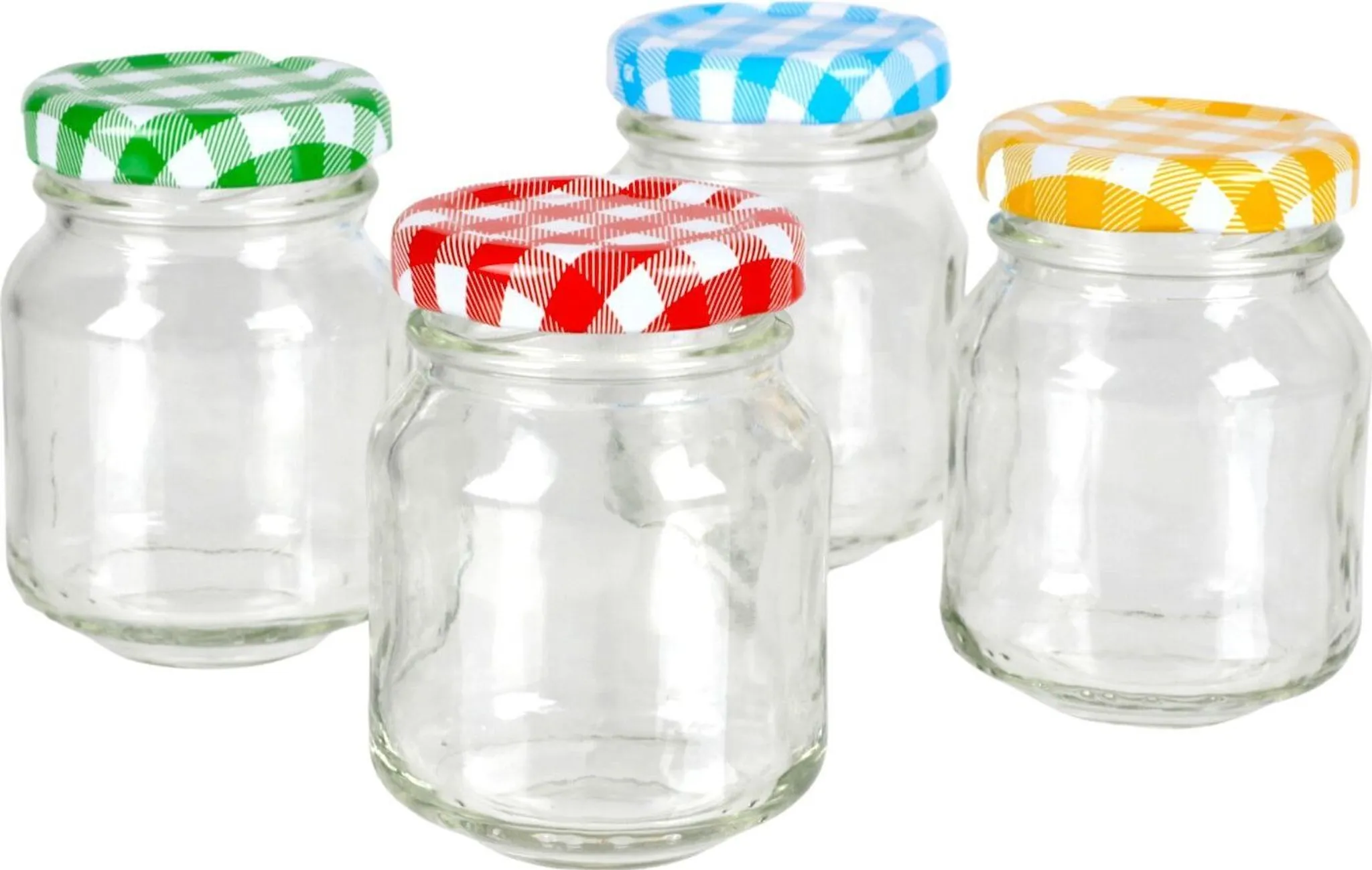 Lot De 24 Mini Bocaux En Verre 53 Ml | Avec Couvercle Bleu à Carreaux To 43 | Idéal Confiture, Miel, Épices