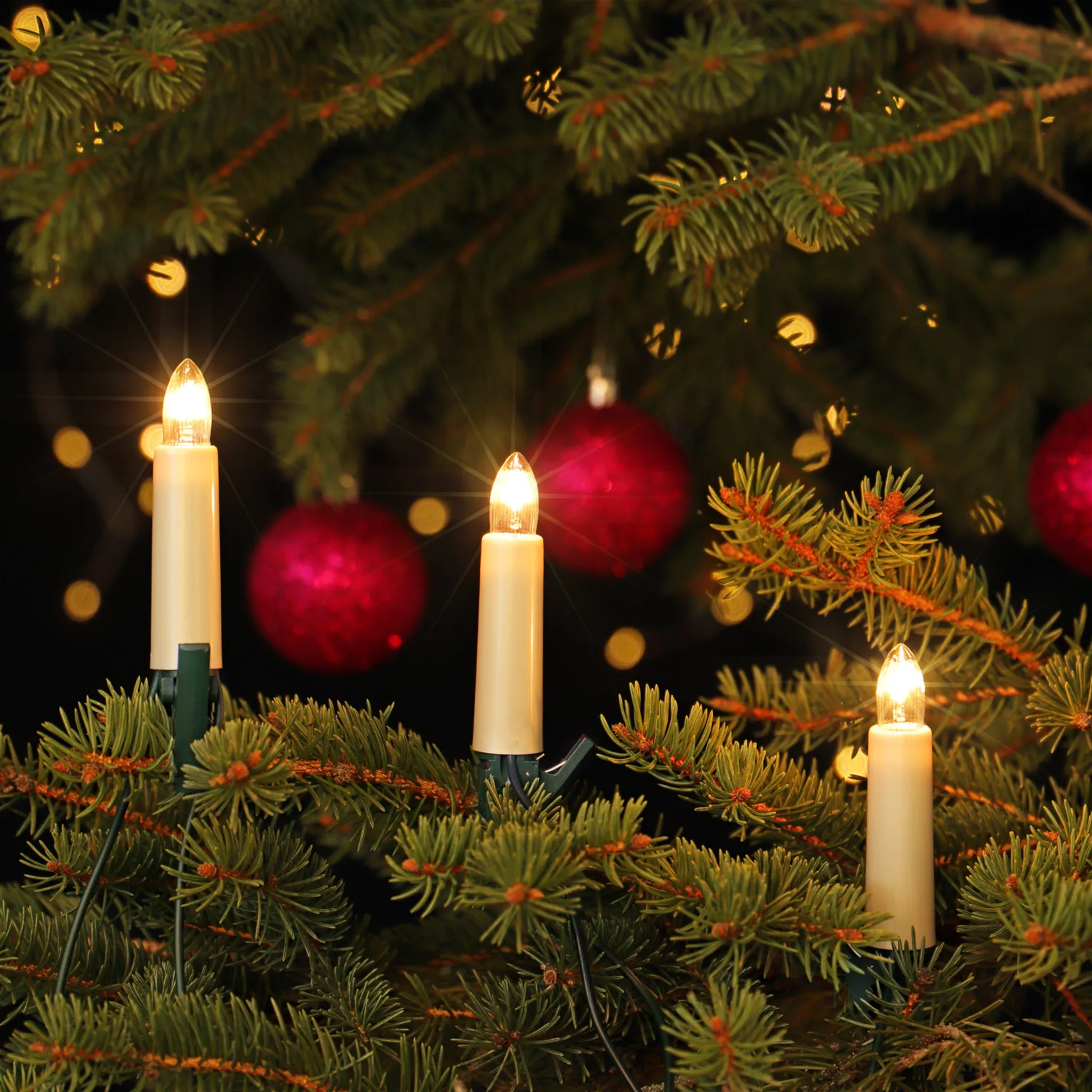 NARVA Tannenbaum Kerzenlichterkette 30 Schaftkerzen warm 17,4m  Weihnachtsbaum Beleuchtung innen