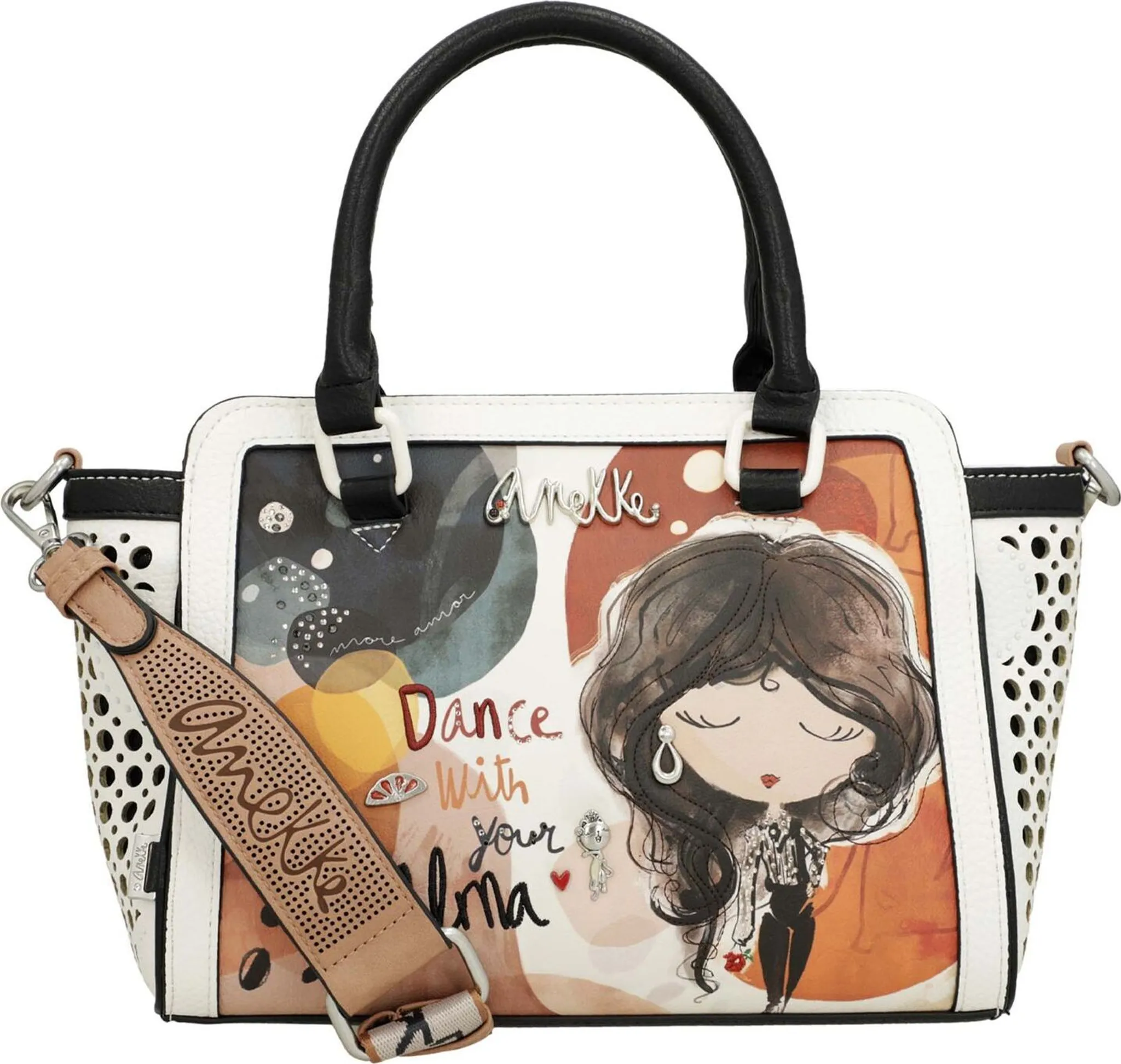 Anekke Sac à Main Forme Bowling Collection Mantle - Sac Femme 35x21x13 Cm Marron Avec Bandoulière