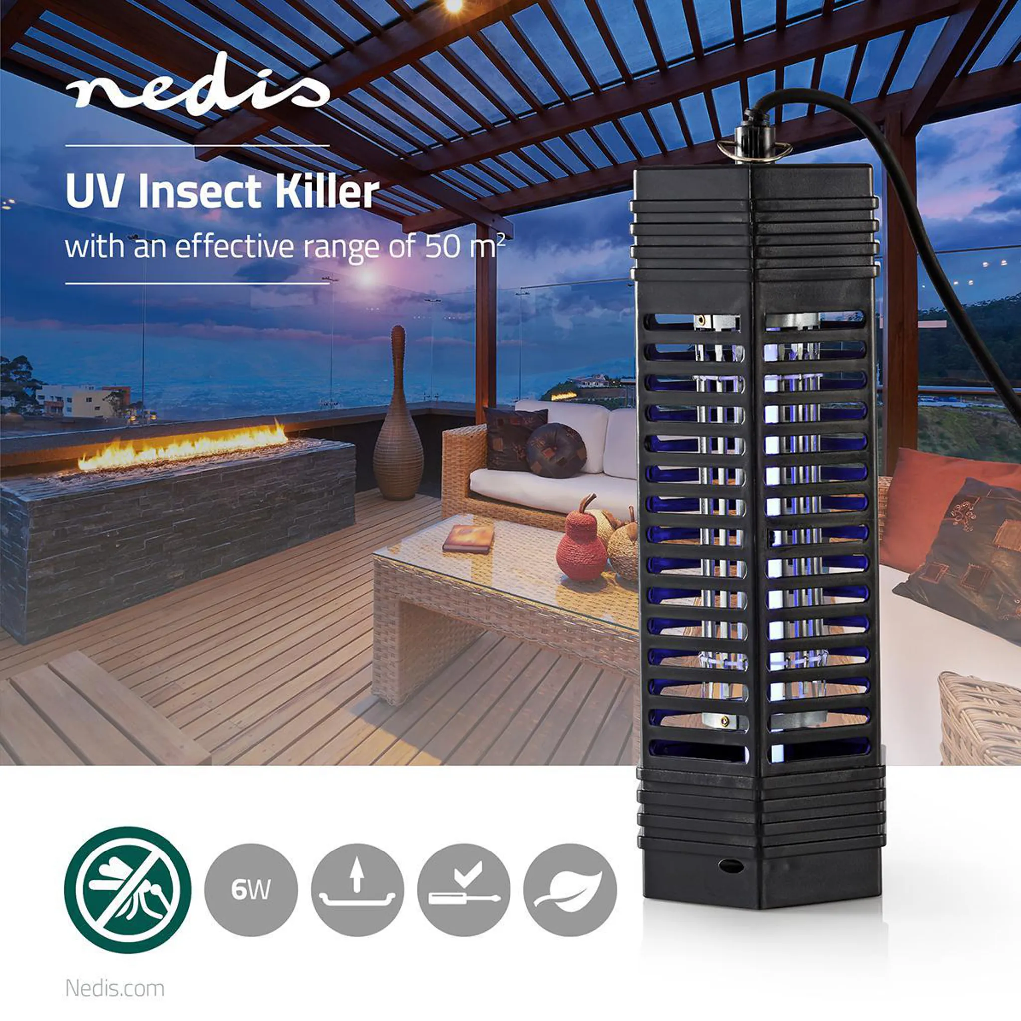 Nedis - 50m² UV-Insektenvernichter 