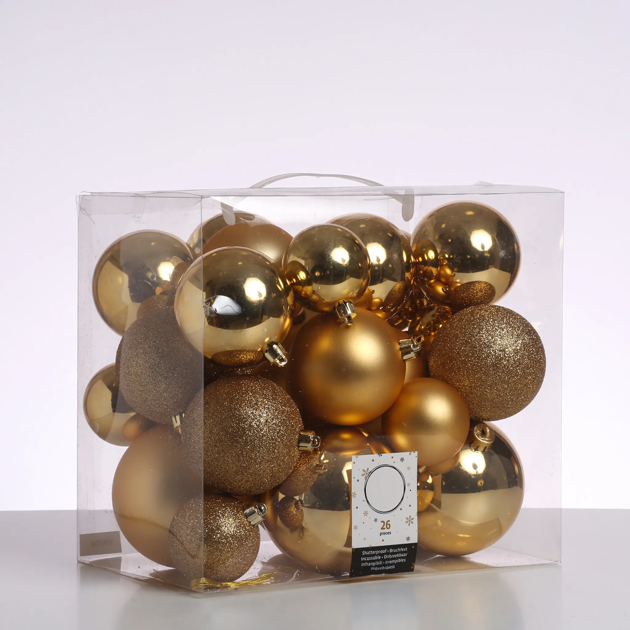 Christbaumkugel - Weihnachtskugel - Glas - D: 3,5cm - glänzend und matt -  champagner - 16er Set