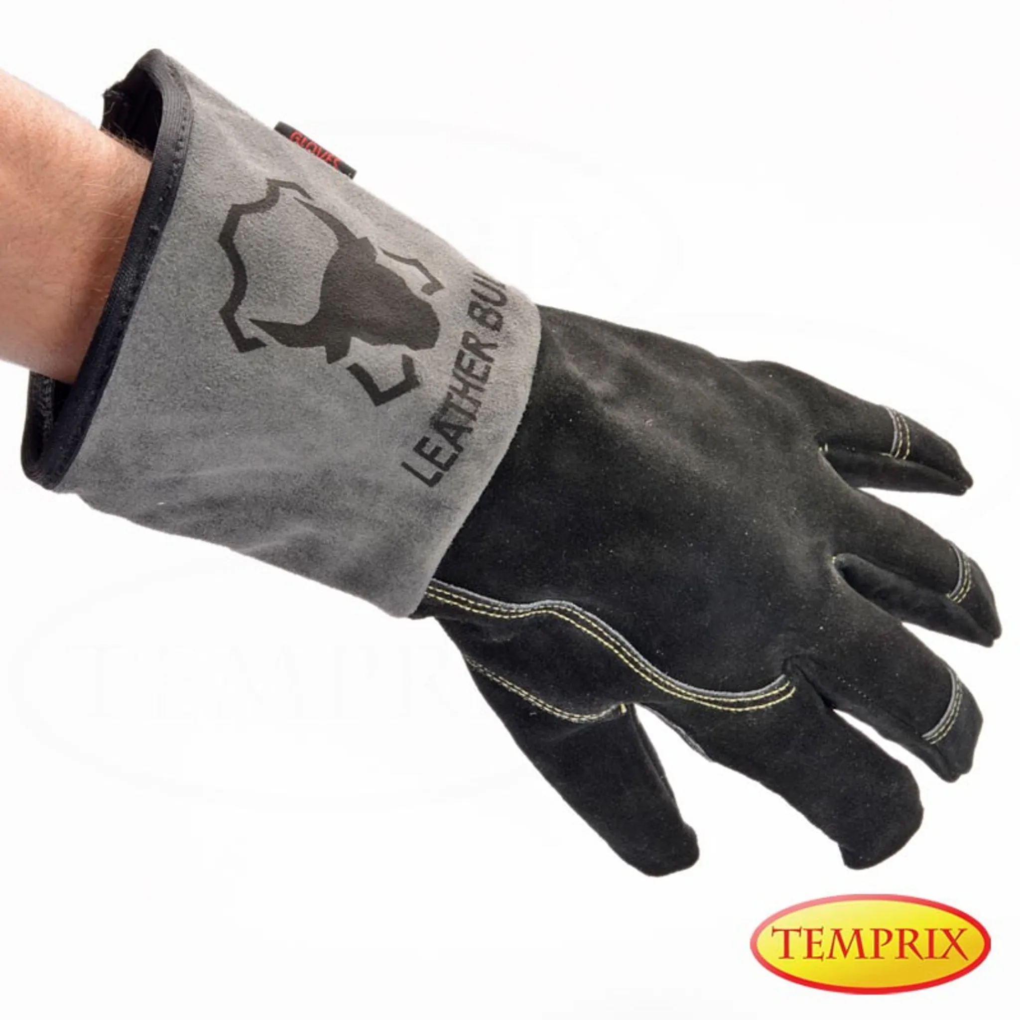 Grill & Backofen Version Light Farbe braun Handschuhe aus echtem Leder Schwarz Ofen | Markenqualität von Temprix geeignet für Kamin 