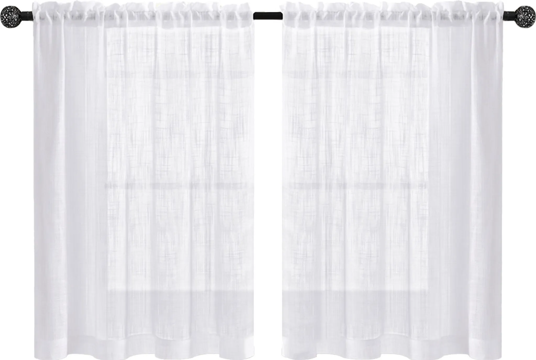Set De 2 Rideaux Bistro Blanc Semi-Transparents - Voiles Légers Élégants Pour Fenêtres Cuisine, Salon Et Intimité