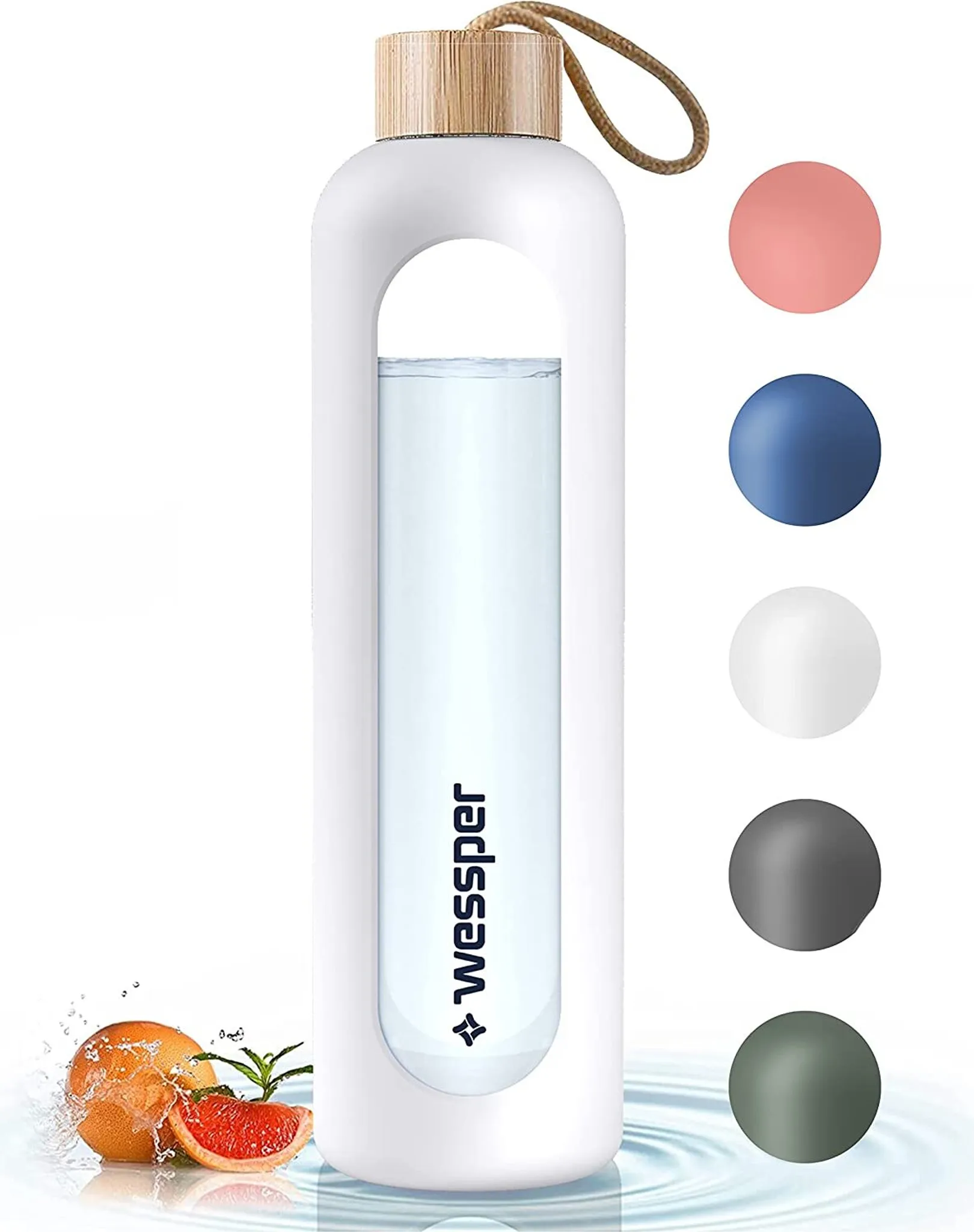 Viva Lot de 4 bouteilles en verre avec 8 couvercles Blanc 1000 ml Avec étiquettes