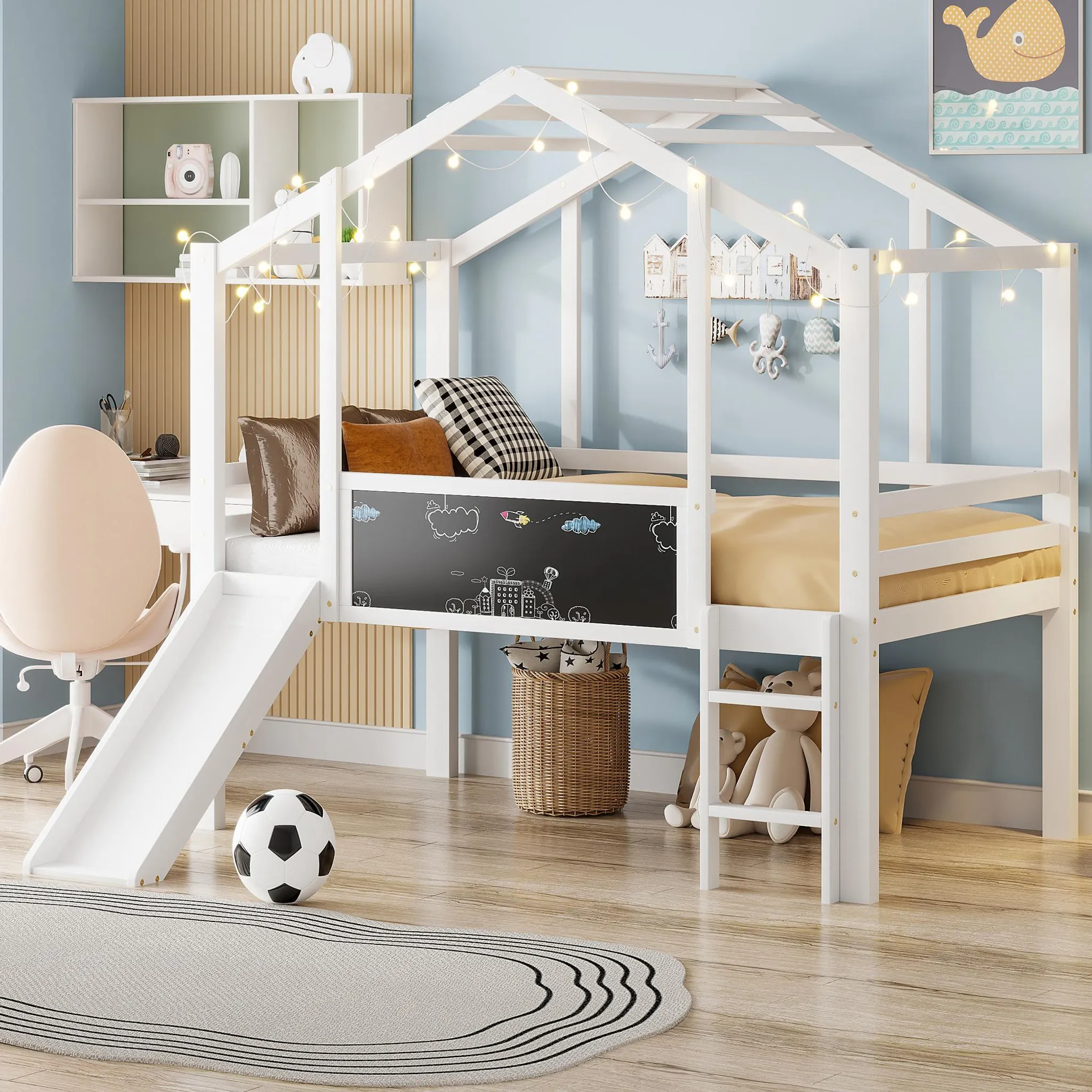 Letto a soppalco 120 x 200 cm Easy Premium Line K23/n, legno massiccio di faggio