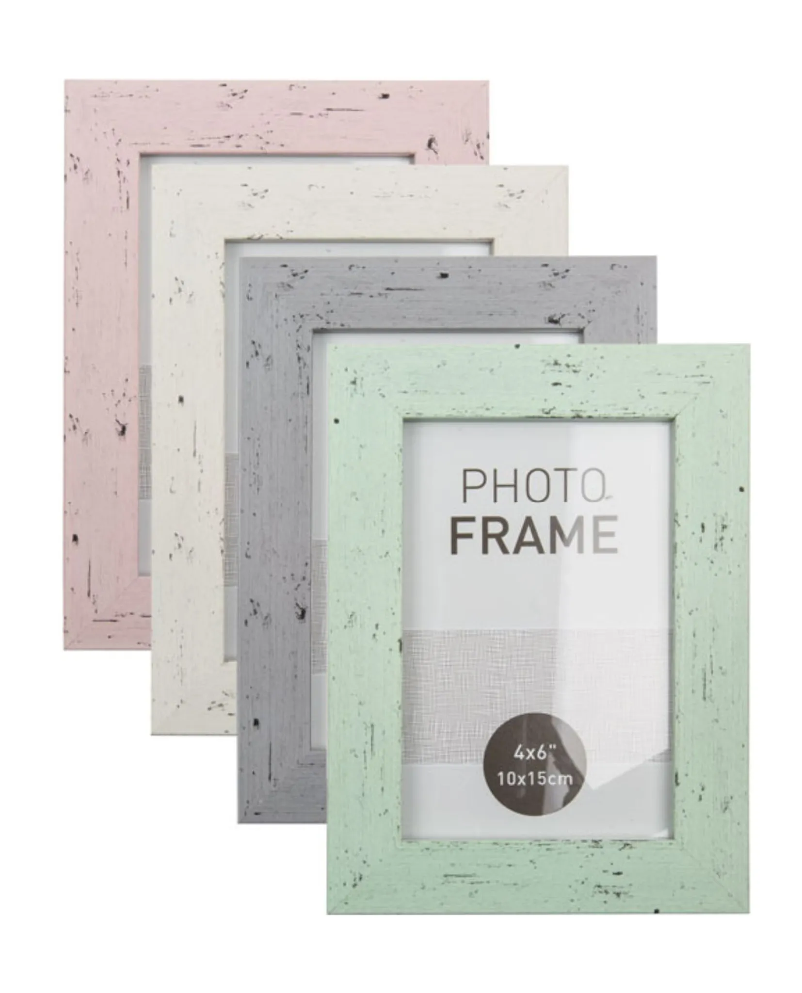 Bilderrahmen Fotorahmen Kunststoff Rahmen in Holz vintage Optik für  Bildformat 10 x 15 cm 1 Stück, Farbe:Grau