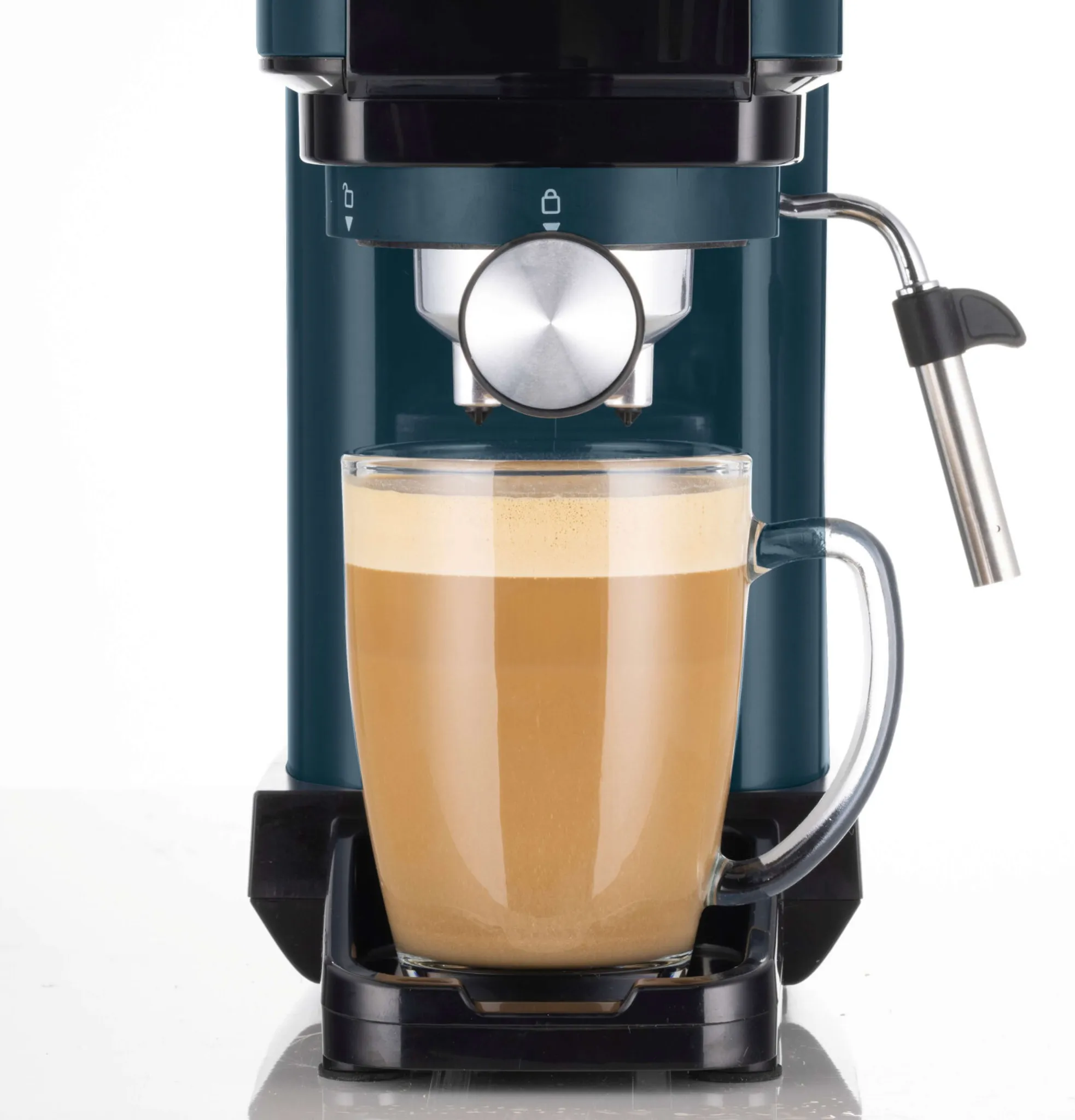 Ariete 1399 Espresso-Kaffeemaschine Light Aquamarine, für ESE-Pulver und Pads, 1300 W, 1,1 l Fassungsvermögen, 15 bar Druck, 1, 2 Tassen Filter und ESE-Pad, Cappuccino, Grün