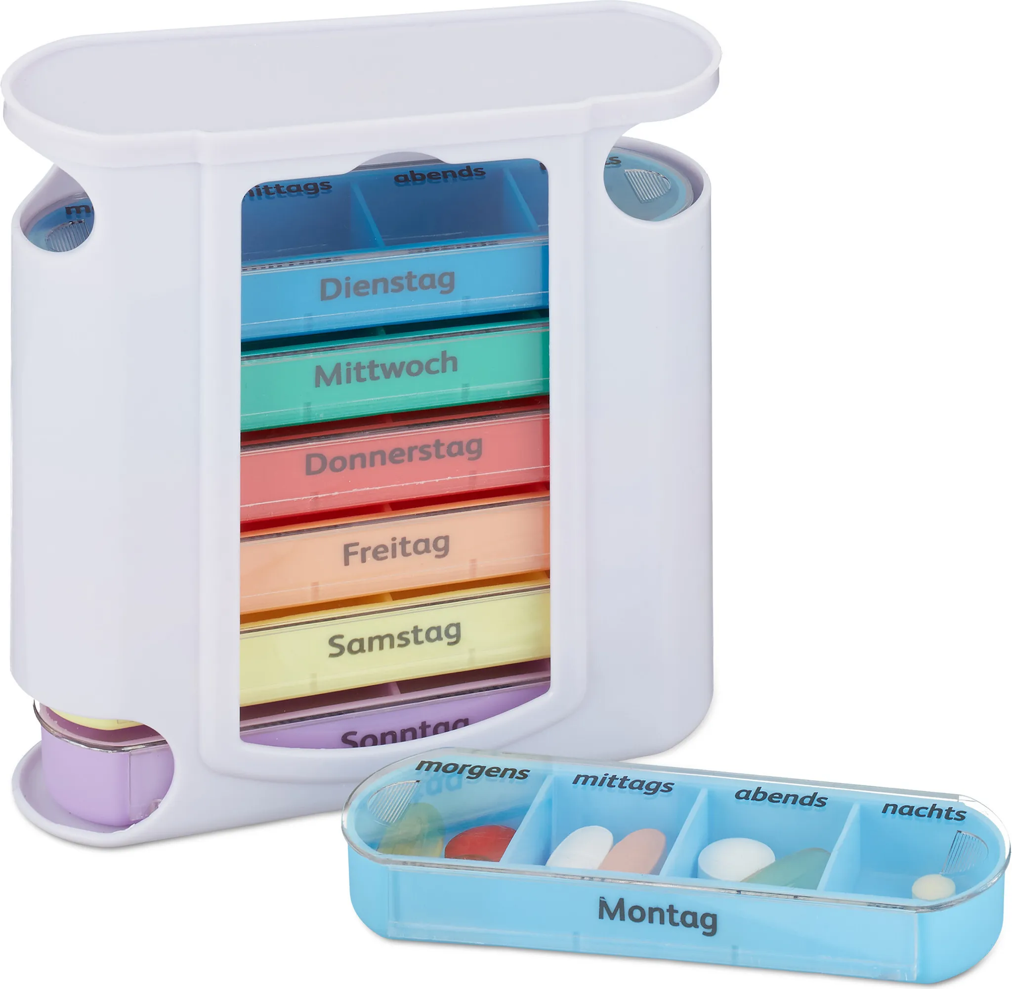 Portapillole 7 Giorni 2 Volte Al Giorno, Organizer Per Pillole Da Viaggio Con Custodia Magnetica In Pelle PU, Organizer Settimanale Con Grandi Scomparti, Scatola Rotonda Senza BPA, Per Medicinali E - Foto 10