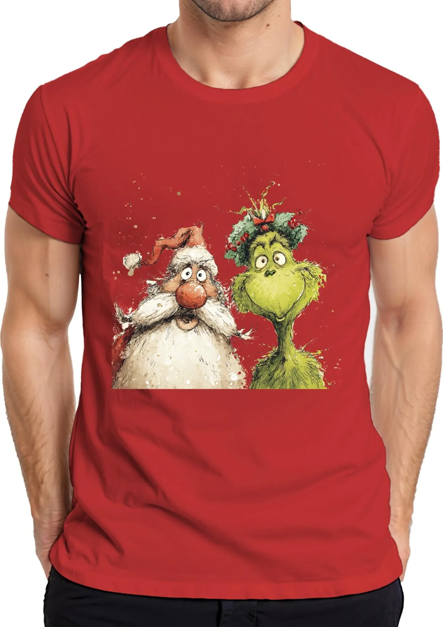 Grinch Weihnachts-T-Shirt Für Herren – Mit Lichterkette-Motiv, Perfekt Für Weihnachtsfeiern & Filmfans