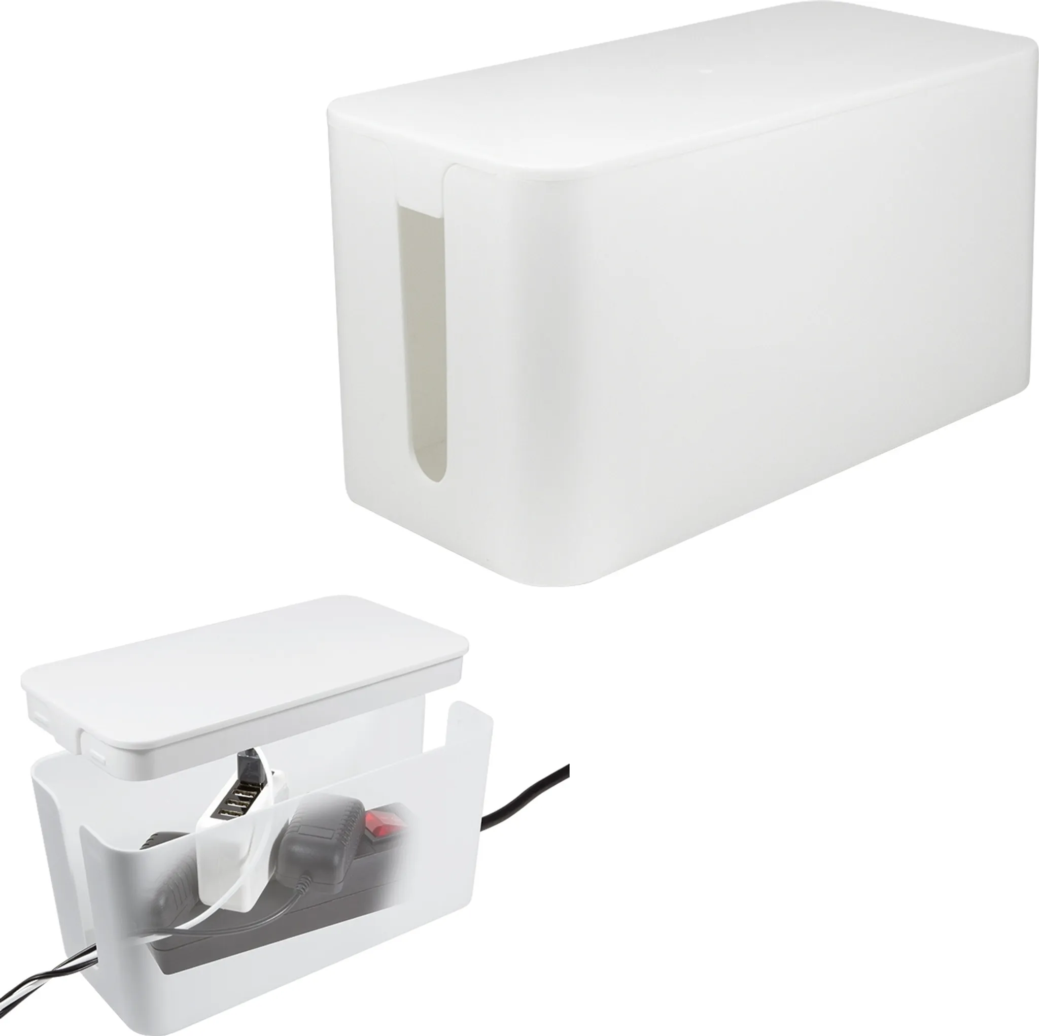 HAMA Cable Box Maxi - Scatola Portacavi Bianca | Per Organizzare Cavi TV, PC, Casa