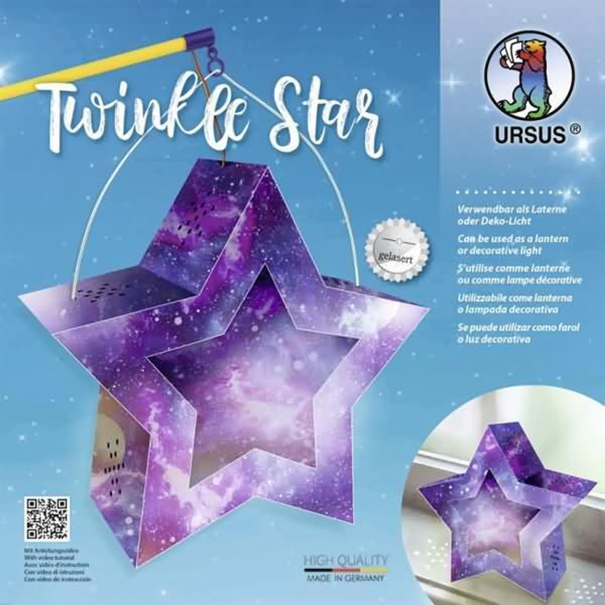 Ursus Laternen Bastelset Twinkle Star - Neon Orange Sankt Martin