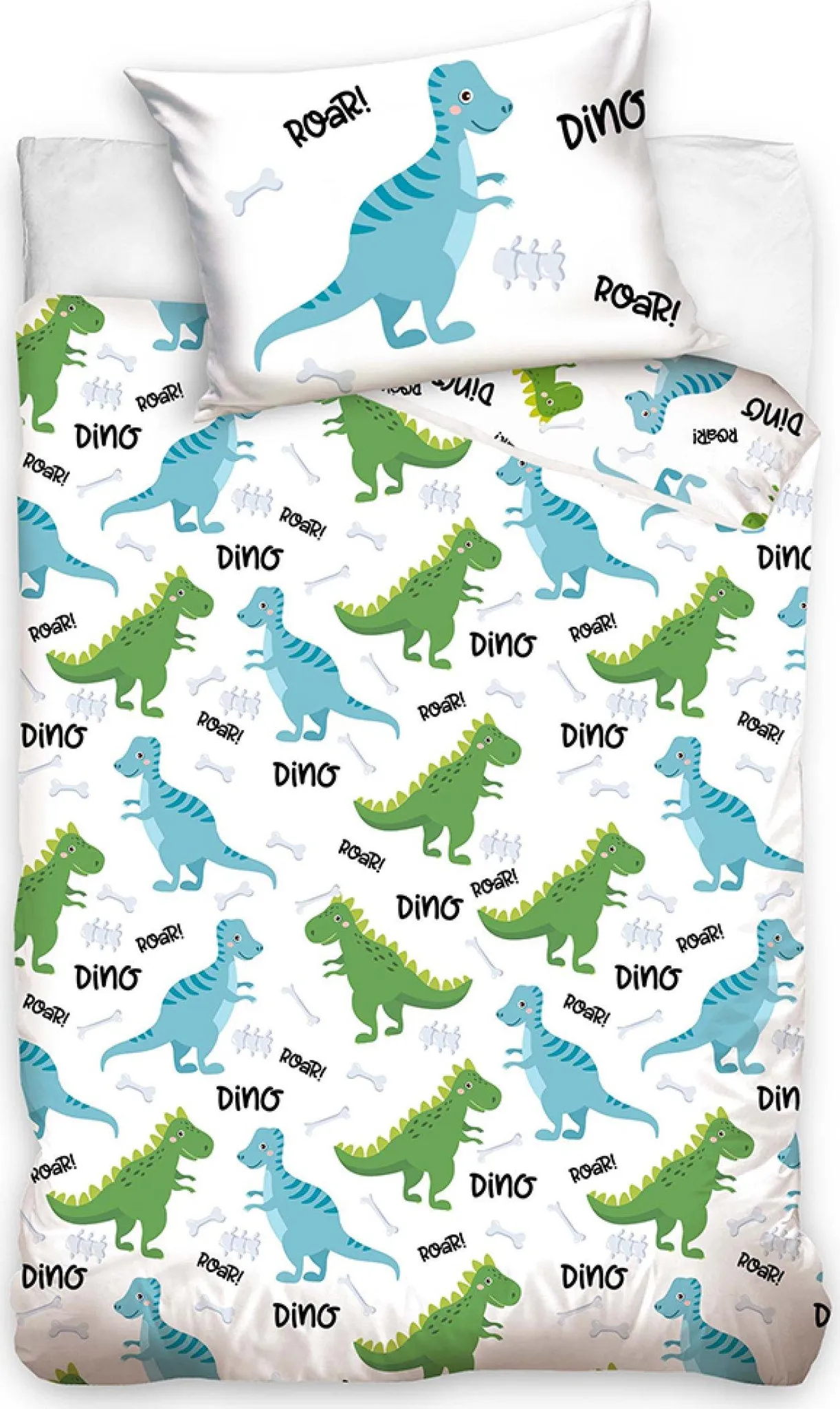 Set Biancheria Da Letto Dinosauri Per Bambini, Copripiumino 120x150 Cm + Federa, Morbida Microfibra Con Cerniera - 3