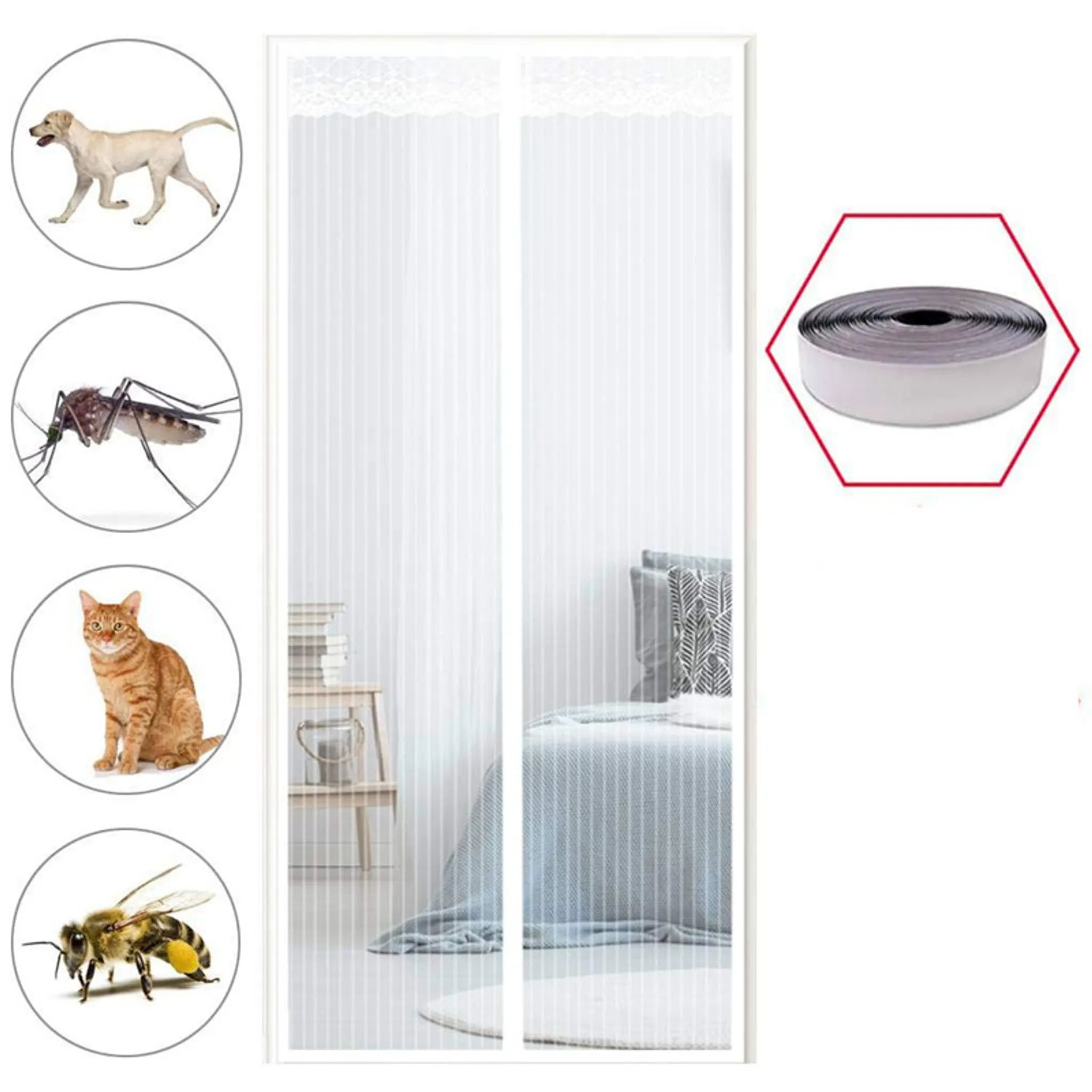 HEFTMAN DIY Magnetischer Fensterschutz – Verstellbarer magnetischer  Fliegengitter mit hochdichtem Fiberglas-Insektennetz – Stoppt Mücken,  Fliegen