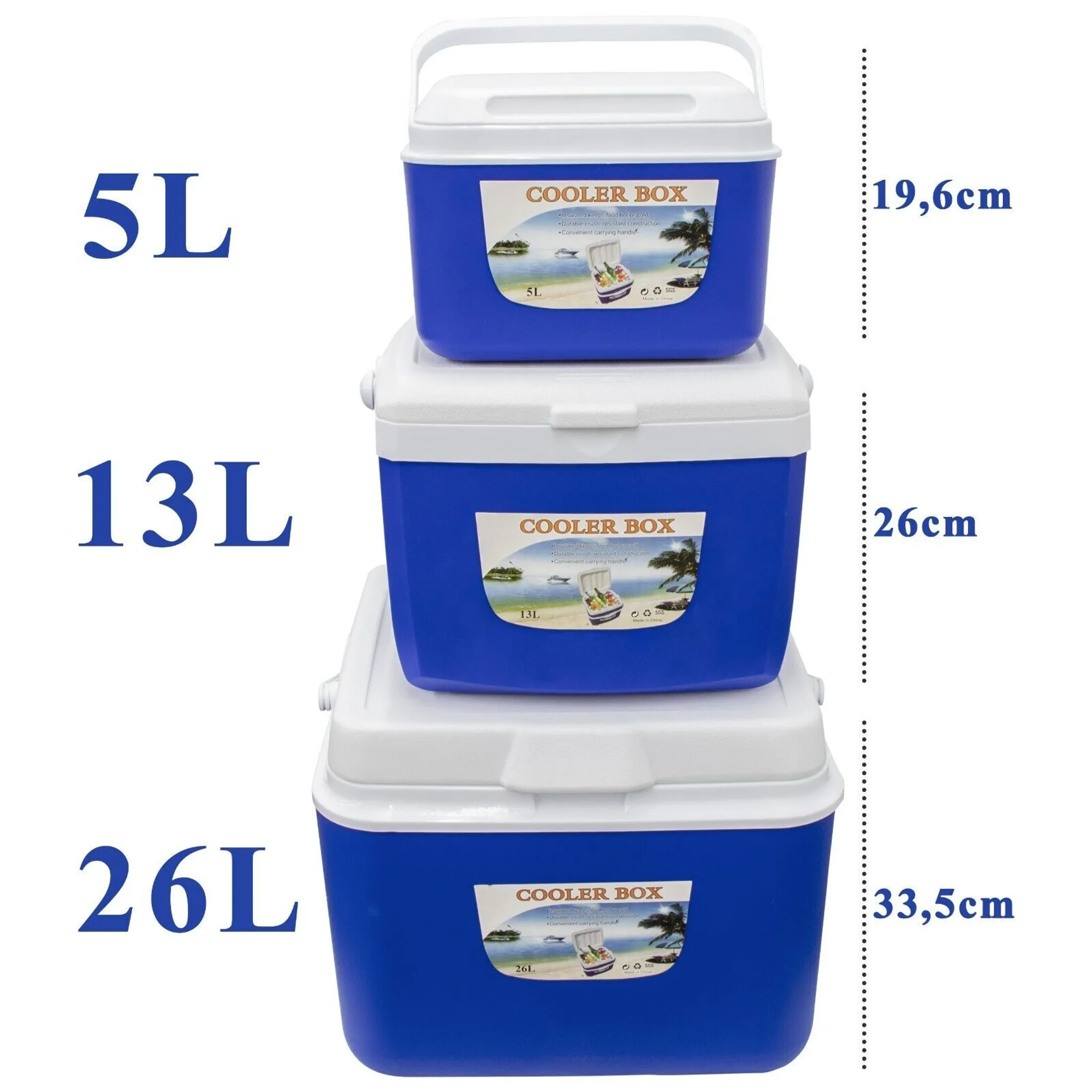 Wärme-/Kühlbox-Set 5L, 13L, 26L, Kühlbehälter für Lebensmittel, ohne Strom  3er Set