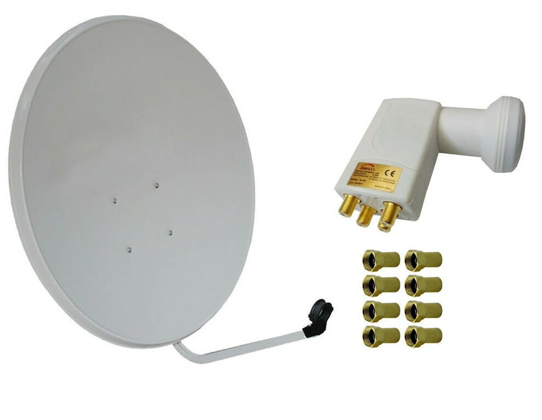 Kabel und Stecker Sat-Finder 80 cm Komplettes Sat-Kit für Parabola LNB mit 4 Ausgängen 