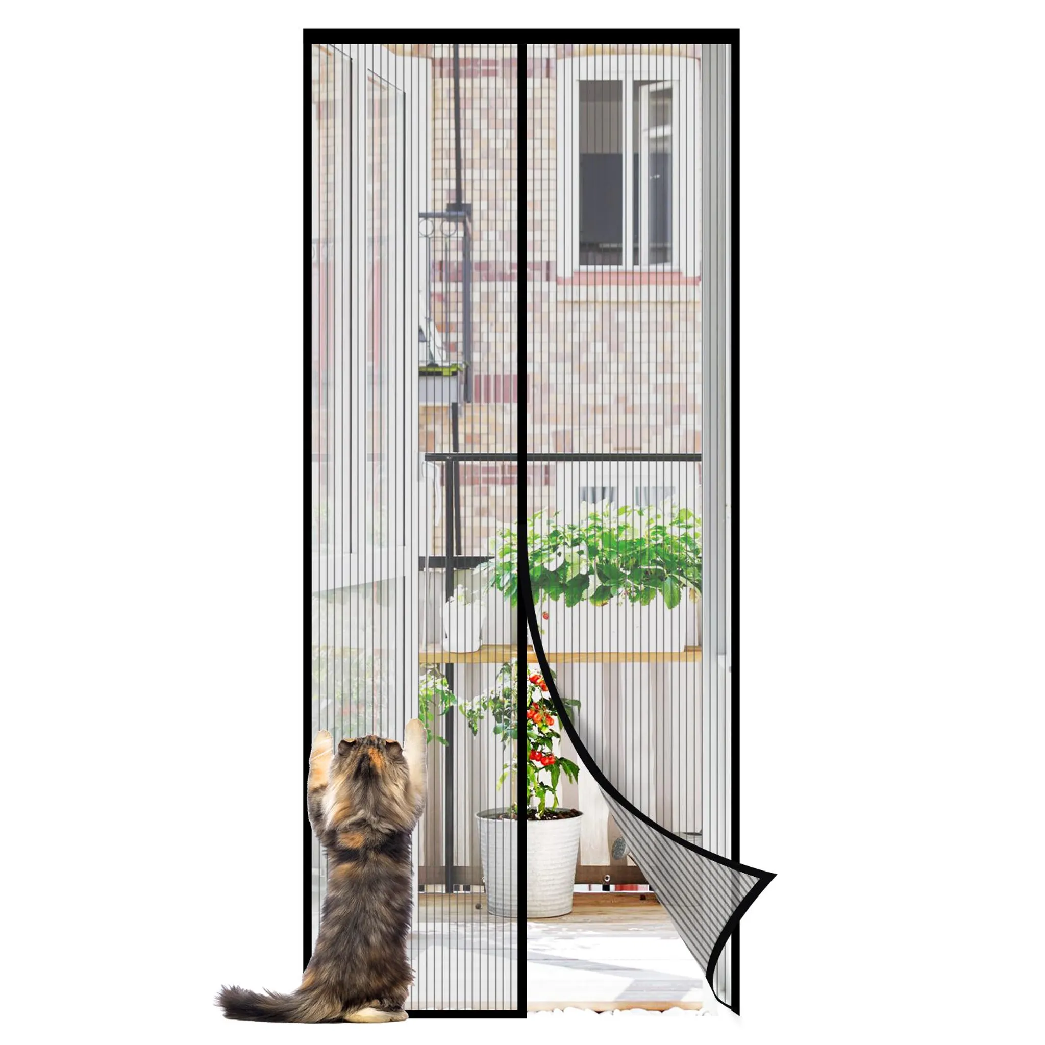 Risareyi Magnet Fliegengitter Für Balkontür – 94x208 Cm, Schwarz, Selbstschließend, Mit Klett-Montage