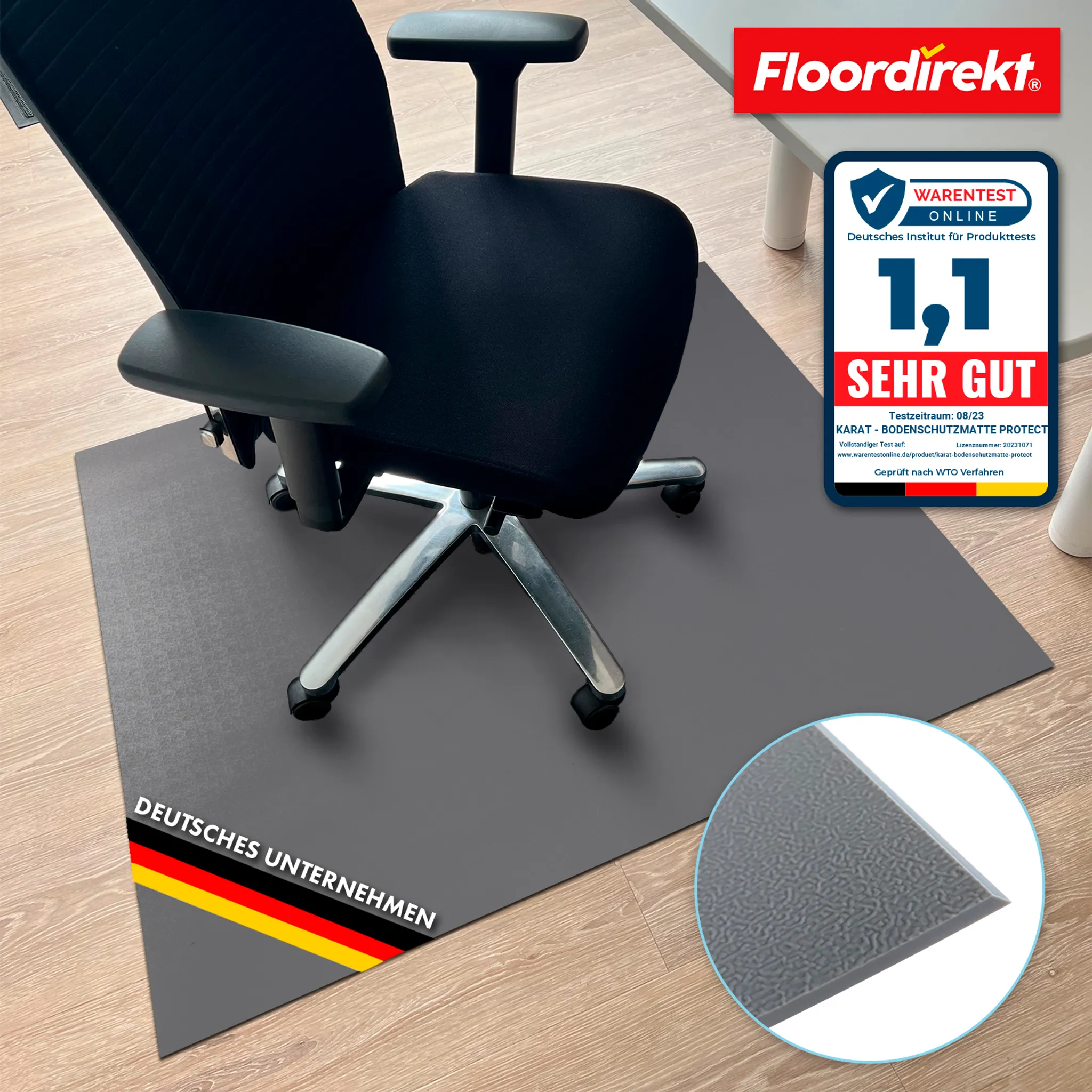 KARAT Neo Tappetino Protettivo Per Pavimenti Duri - Trasparente, 114x200 Cm, Antiscivolo, Per Sedia Ufficio, PVC Inodore