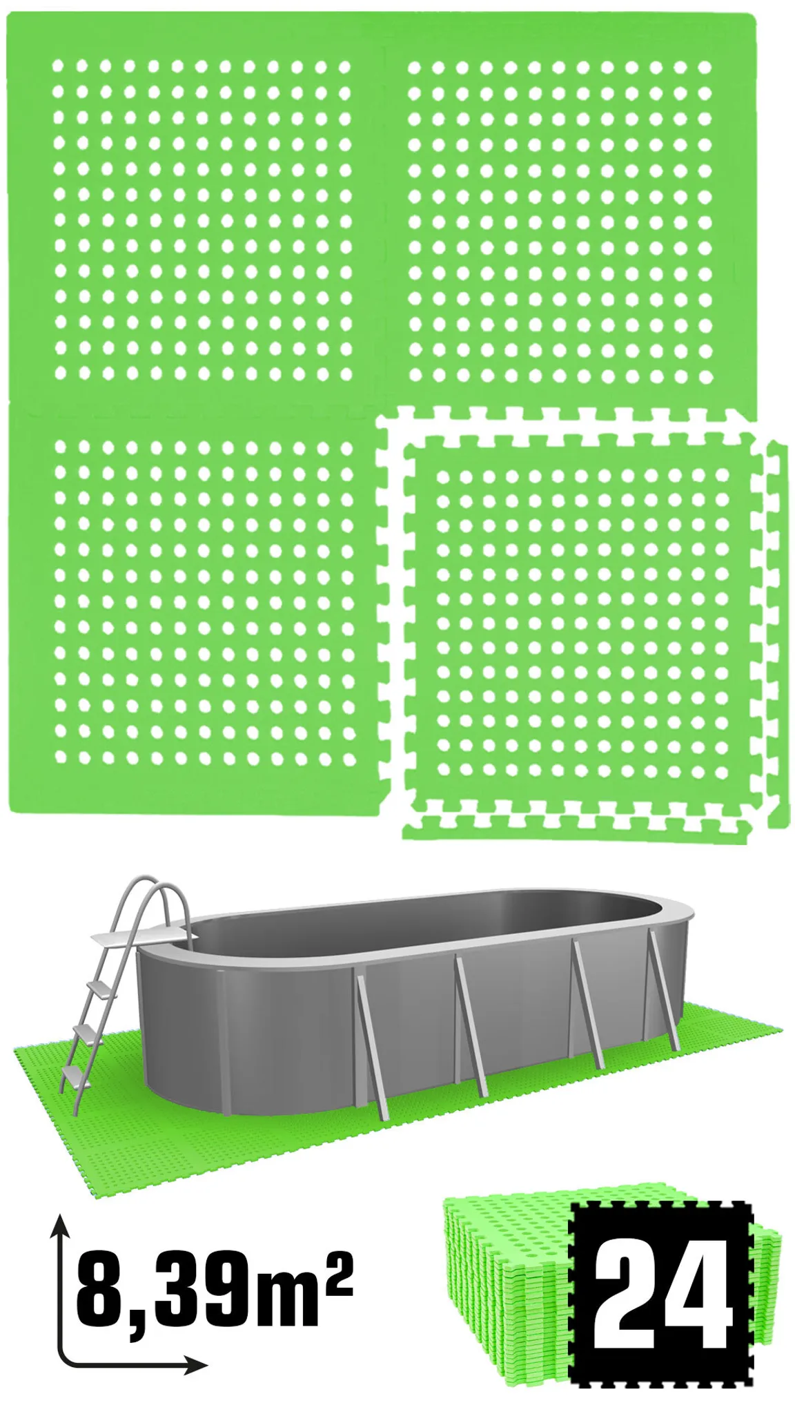 Poolmatte Unterlage Schutzmatte für Pool Planschbecken Zelt 9 x 50x50 cm  blau