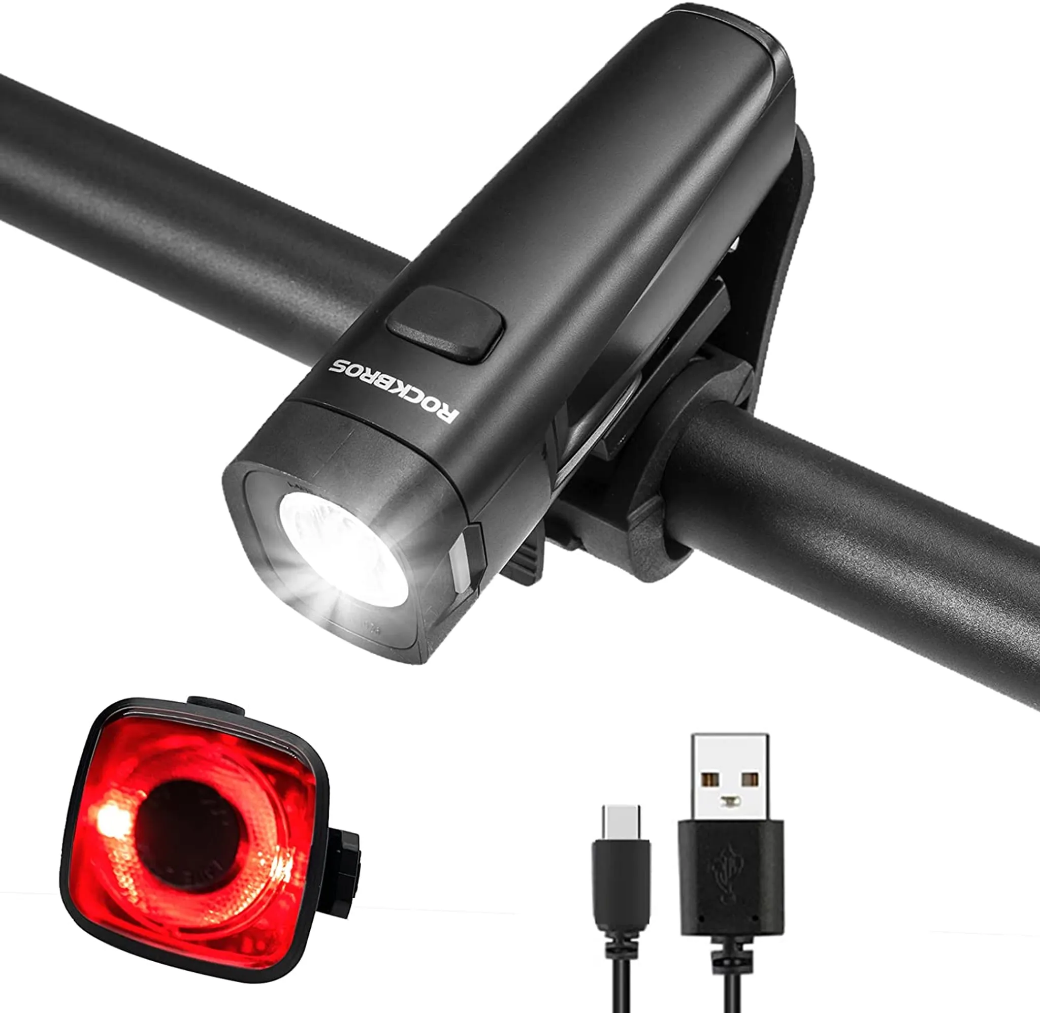 ABSINA LED Fahrradlicht Set USB aufladbar - 100m Reichweite, 180
