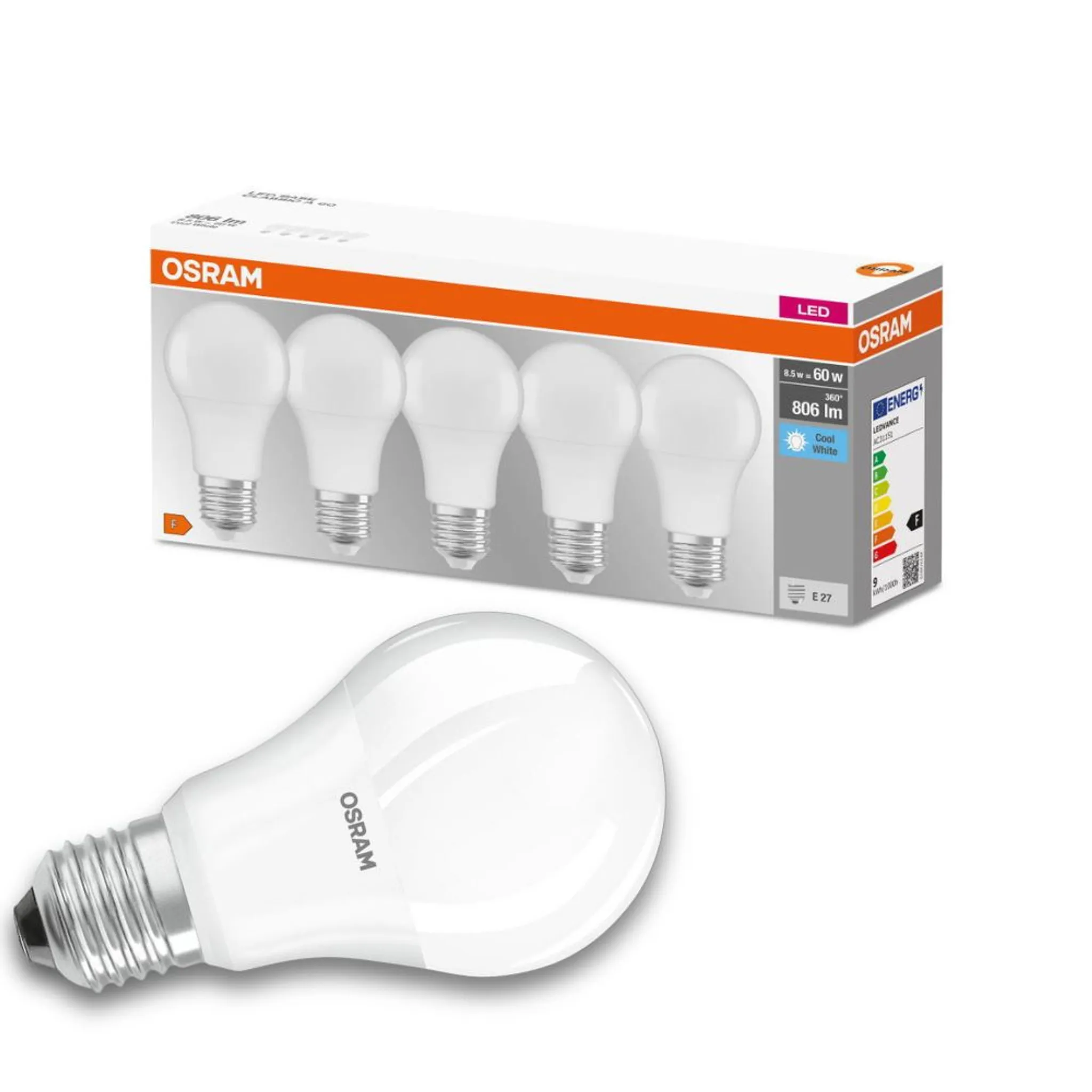 Osram LED Lampe ersetzt 60W E27 Birne - A60