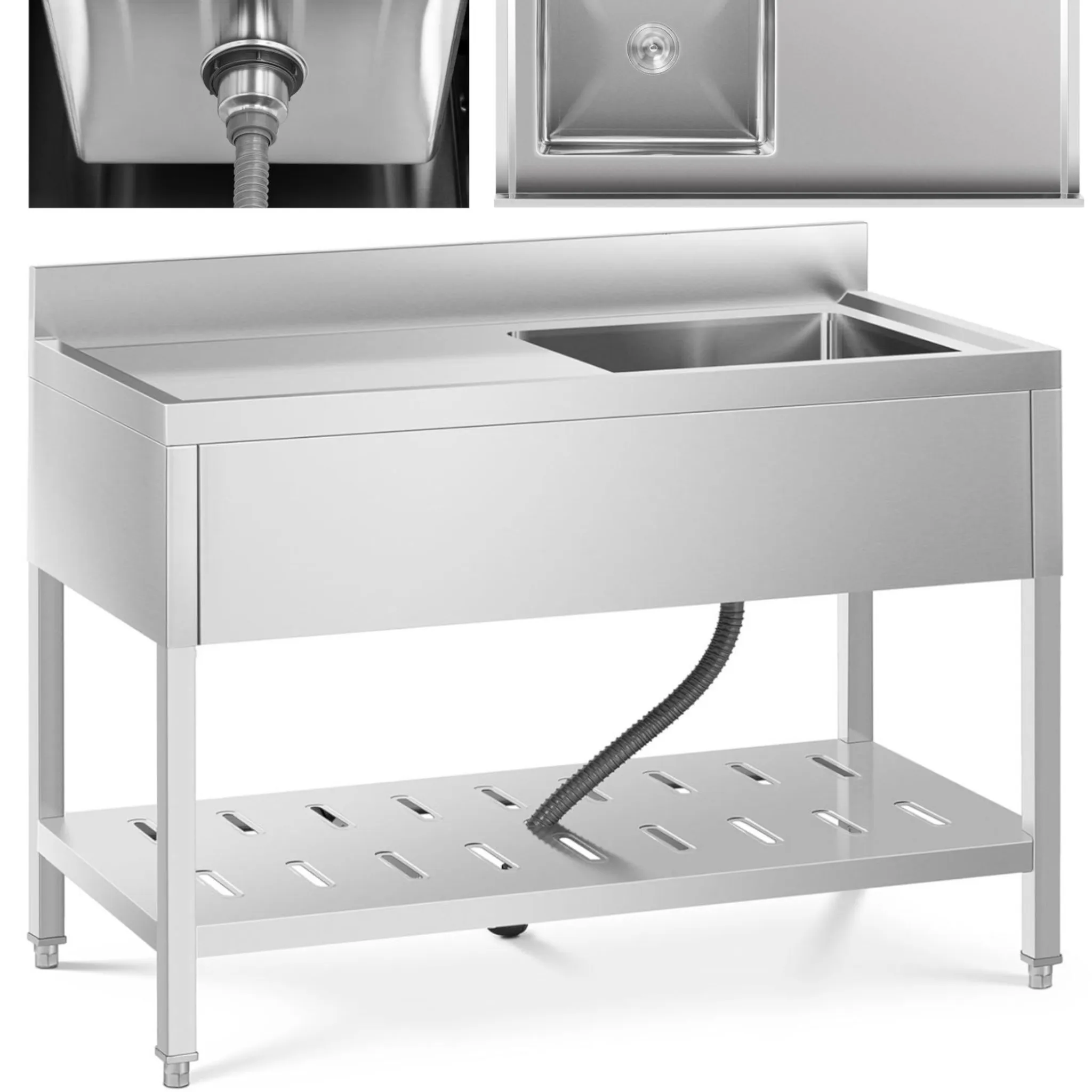 Küchenspüle Doppelbecken mit Sieb & Siphon Edelstahl