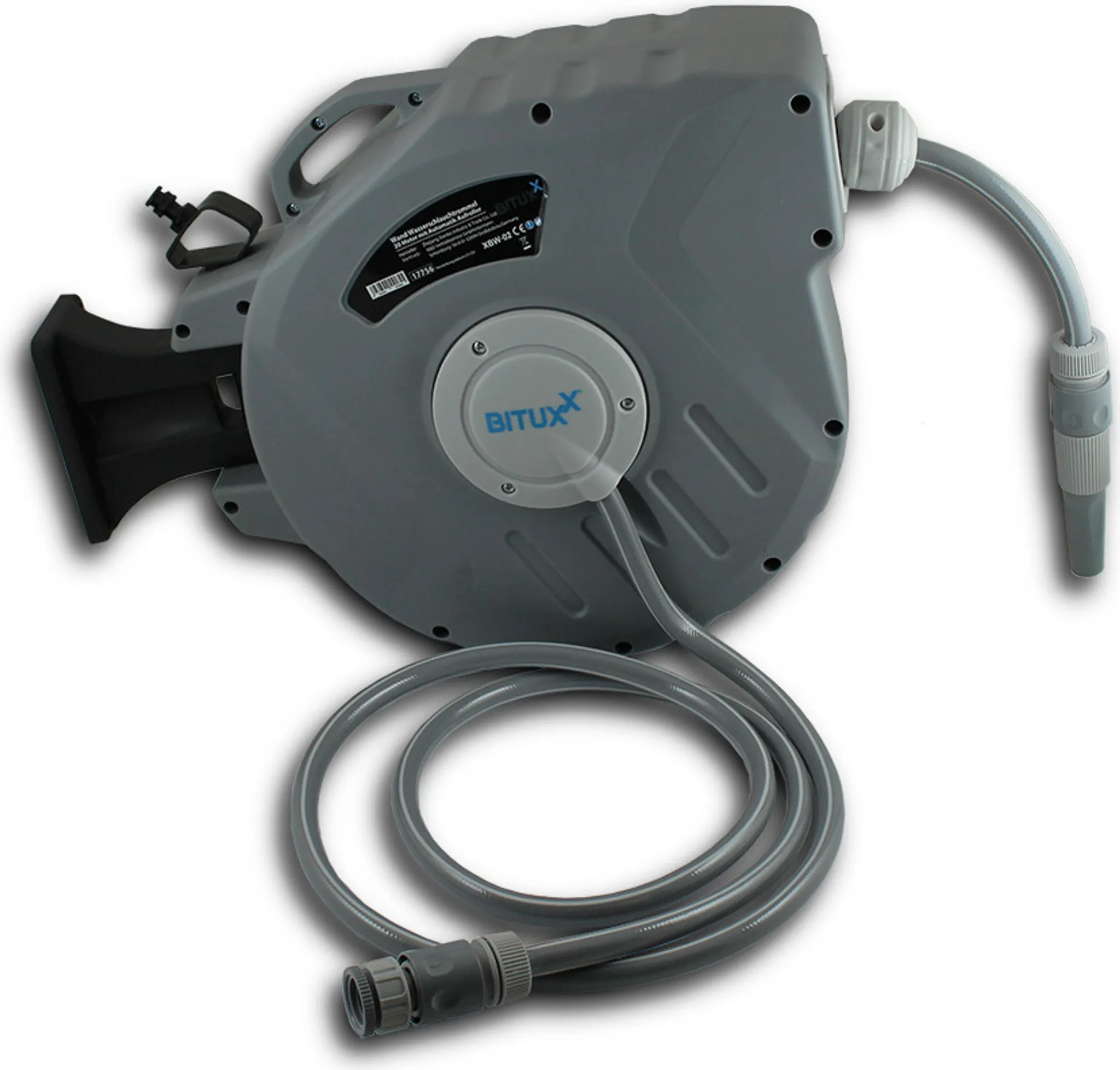 TIMBERTECH® Schlauchtrommel - 20m oder 30m, automatisch, 180° schwenkbar, inkl. Sprühdüse