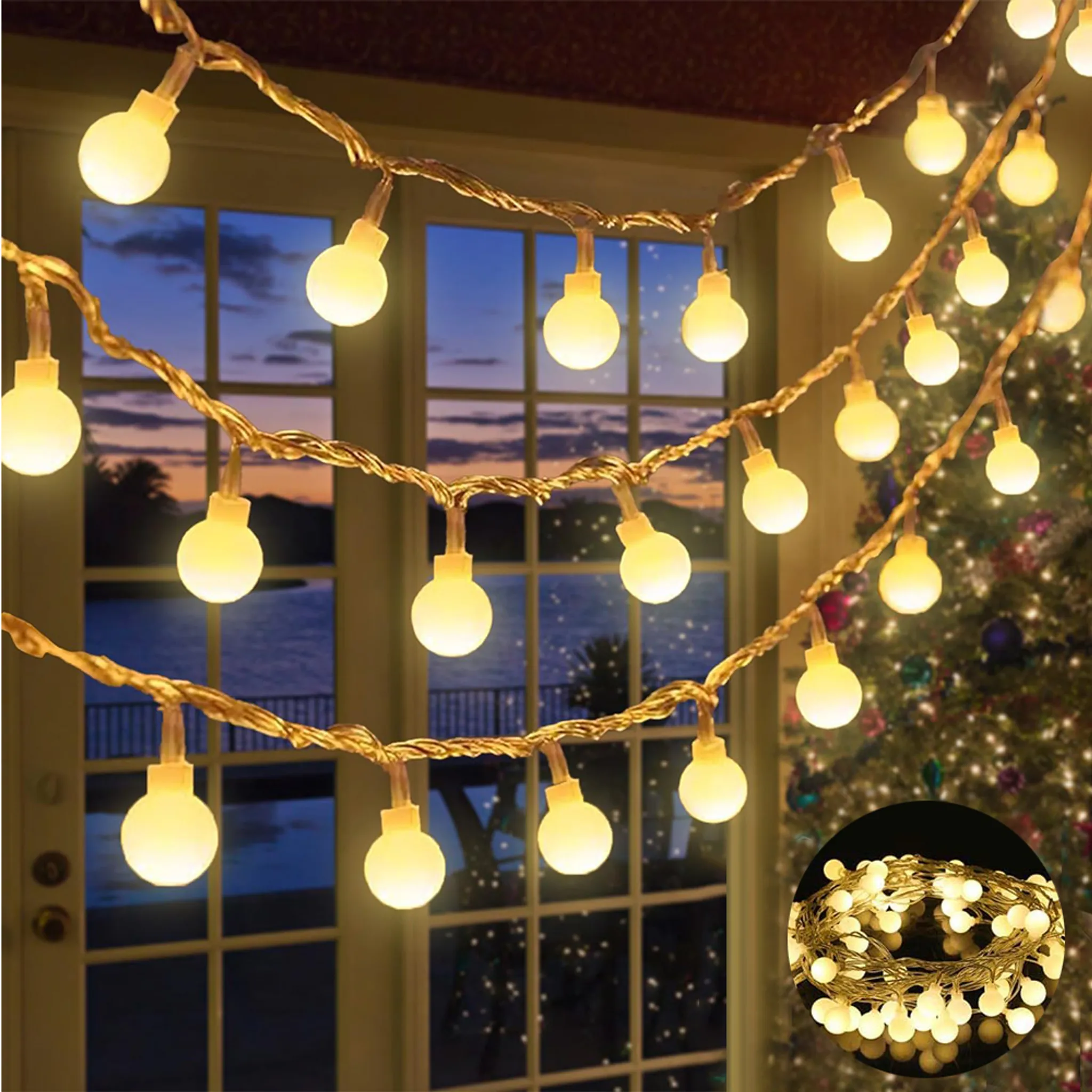 Catena Luminosa Solare Da Esterno, 6,5 Metri, 30 LED, IP65 Impermeabile 8 Modalita Adatta Per Giardino Matrimonio Festa Natale 96195183 - Foto 8