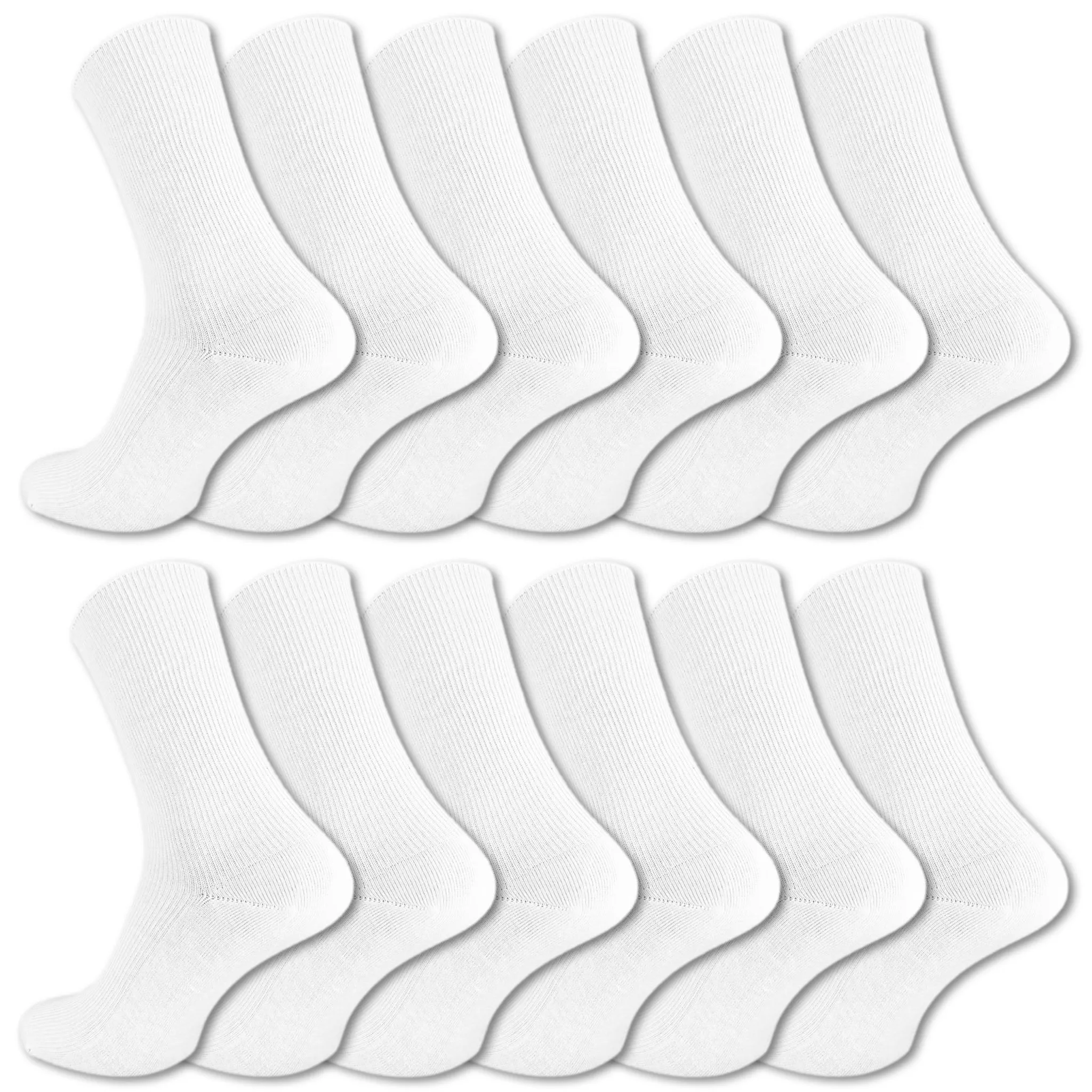 4 Paar Socken ohne Gummi 1/1 Rippe Krankenschwester 100% Baumwolle weiß 35-42 