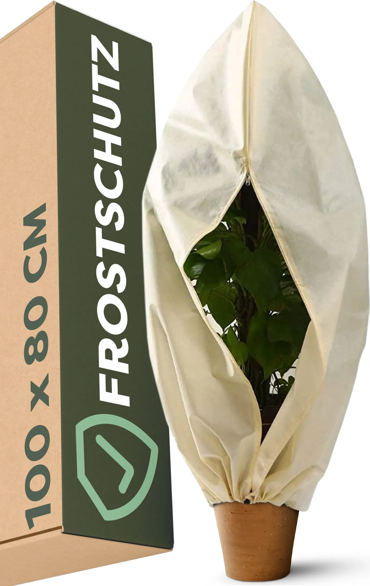 2x Frostschutzhauben Für Pflanzen 200x240cm - Gartenvlies 80gsm Mit Reißverschluss