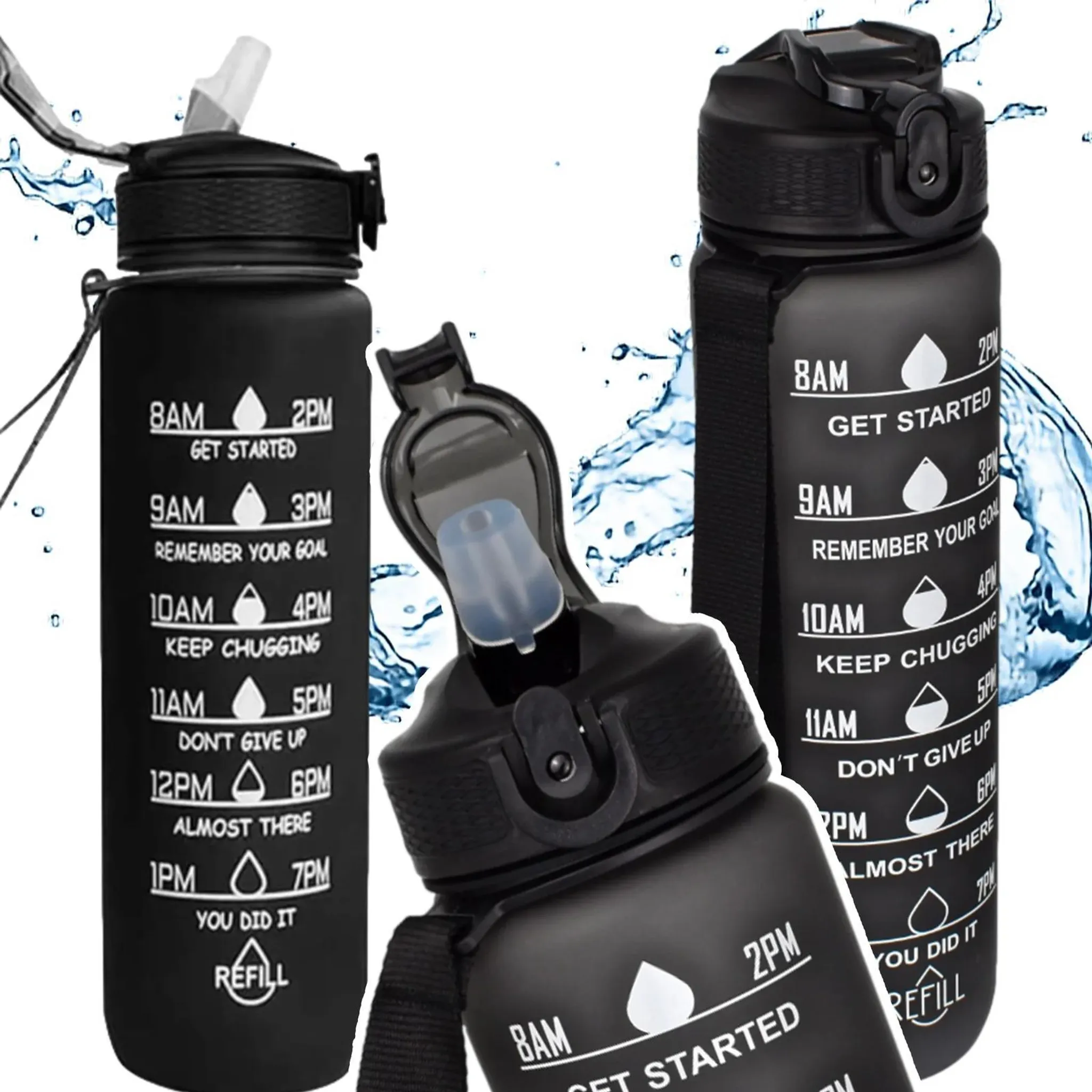 Motivations-Wasserflasche 1000 ml Sport-Trinkflasche mit