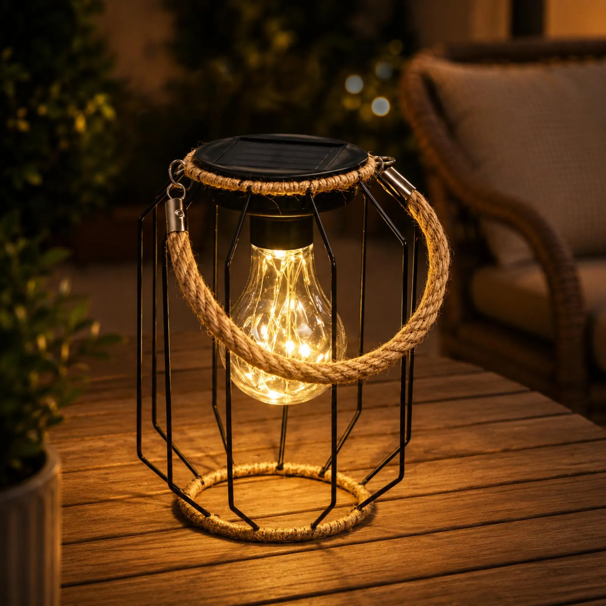 Solar-Hängelampen 2er Set – IP65, Rattan-Optik, Warmweiß, 16,5x17 Cm, Für Garten & Balkon