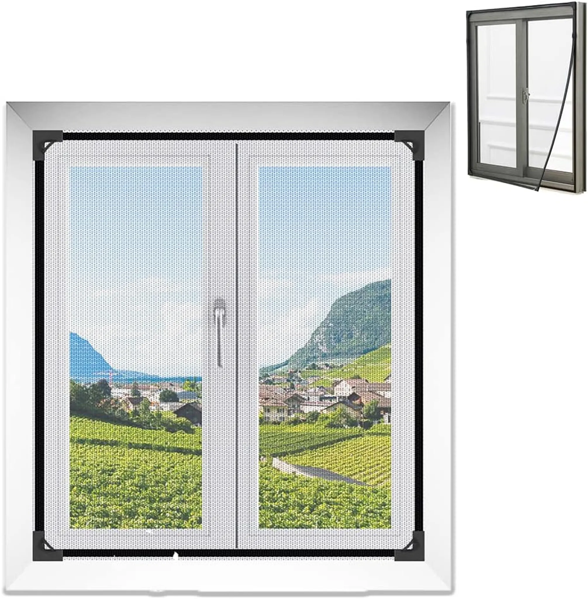EASYmaxx Moskitonetz 150x130cm für Fenster mit Magnetbefestigung