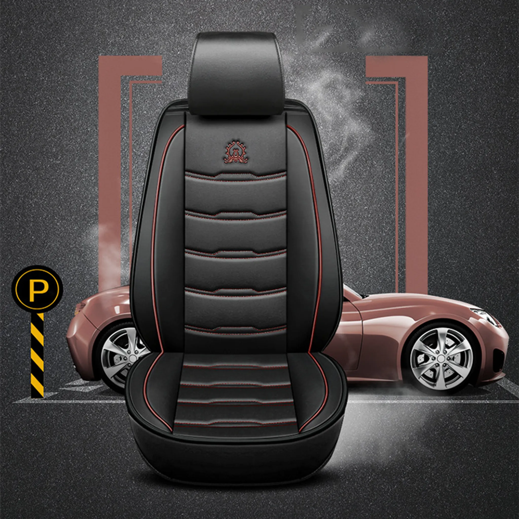 Universal PU Leder Auto Atmungsaktiv Sitzauflage Sitzbezüge Sitzkissen  Sitzmatte