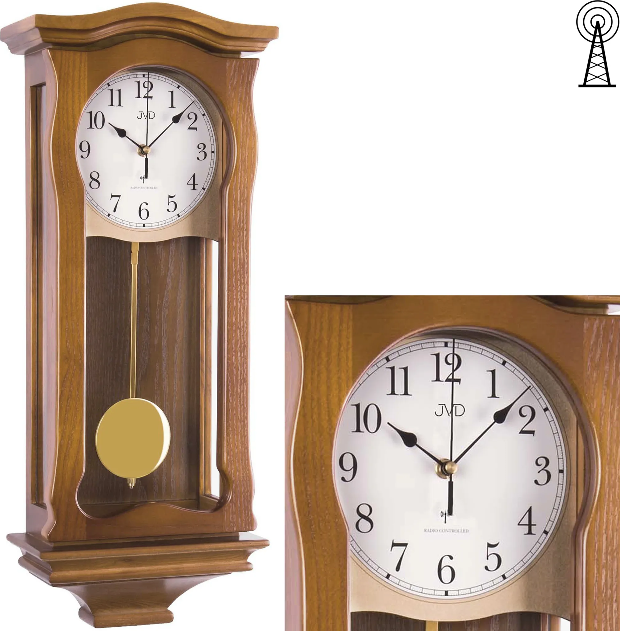 Funkwanduhr Uhr Eiche Hell AMS Wanduhr 2746, Gehäuse