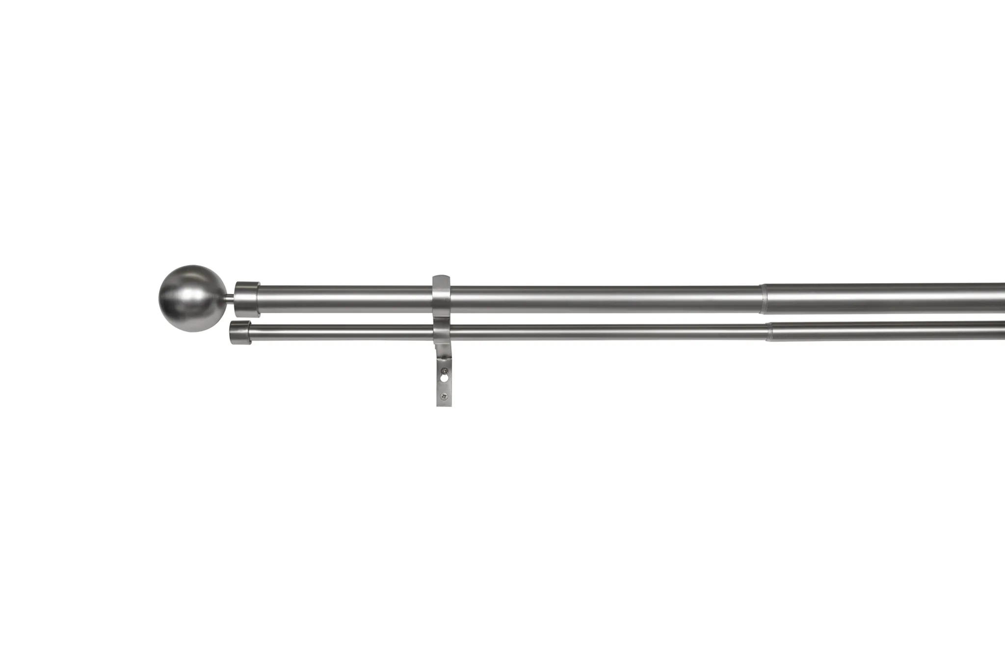Gardinenstange auf 190-360cm ausziehbar 1-lauf 2-lauf Kugel Farbe:  Edelstahl-Optik, Größe | Gardinenstangen