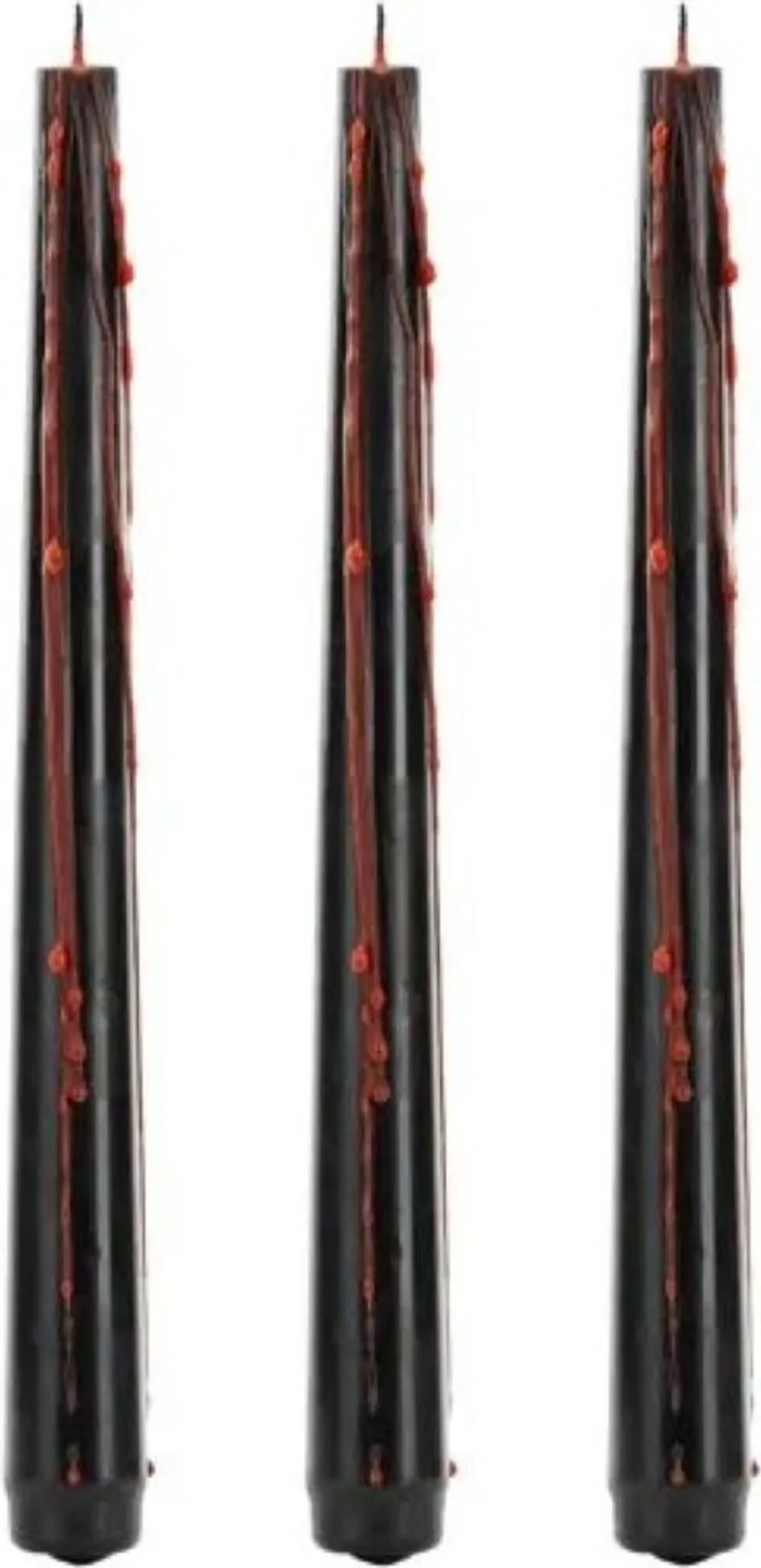 Blutkerzen 20,4cm Wachs 3er Set Schwarz / Rot