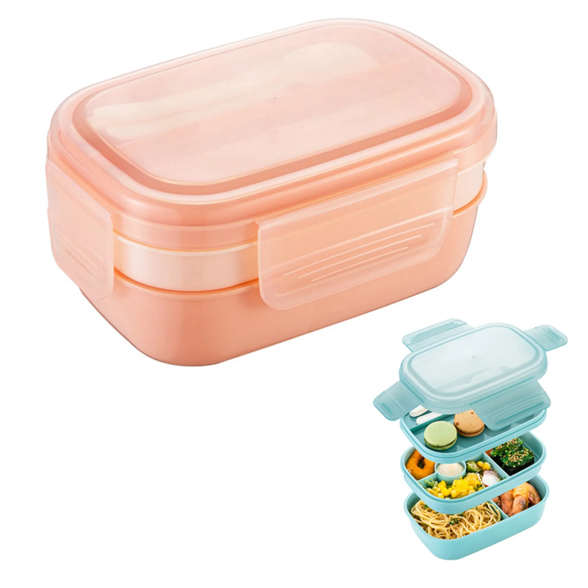 Kinder-Lunchbox, Lunchbox mit Fächern, auslaufsichere Lunchbox, Snack-Box,  Mikrowellenheizung für Schule / Arbeit / Picknick Reisen (rosa)