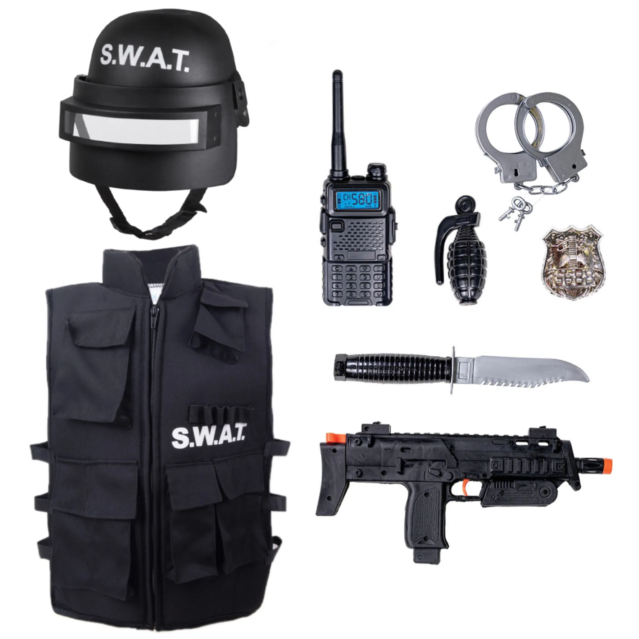 SWAT Einsatz Weste mit Koppel & Holster schwarz SEK Polizei M L XL XXL 2XL