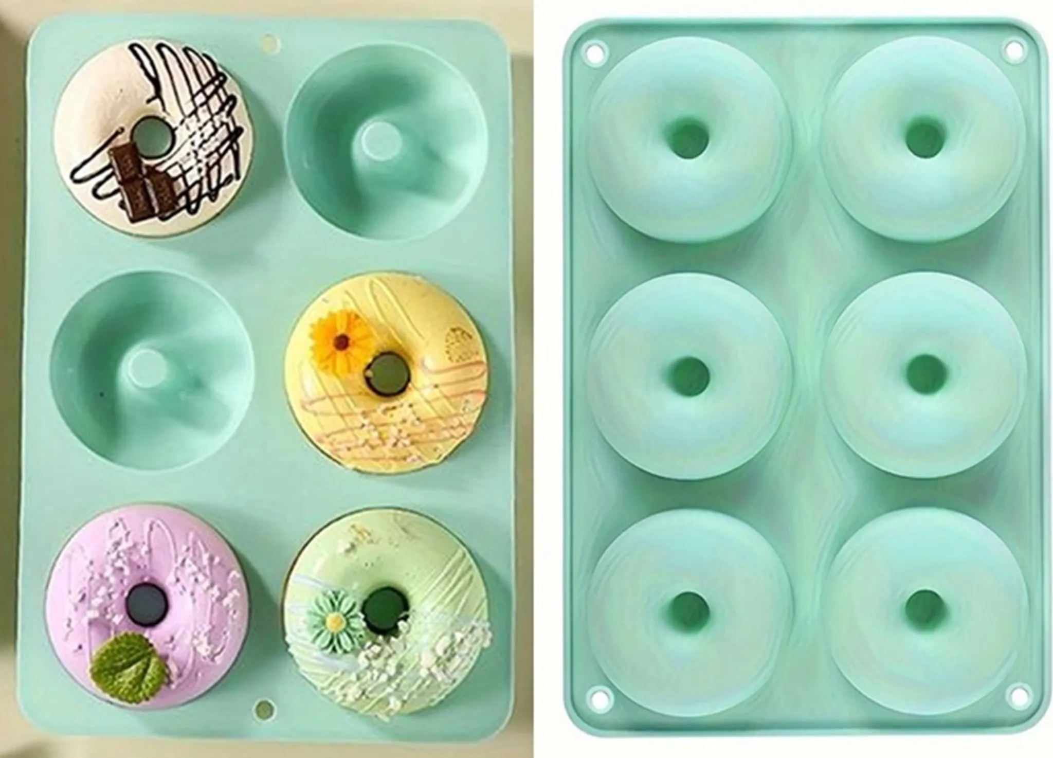 Silikon-Donut-Form Mit 6 Mulden + Bürste – Hitzebeständig & Spülmaschinengeeignet