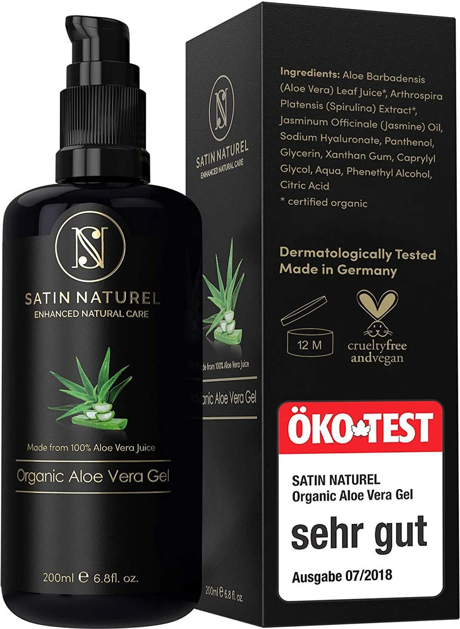 Satin Naturel Bio Aloe Vera Gel vegan 200 ml Krperpeelings