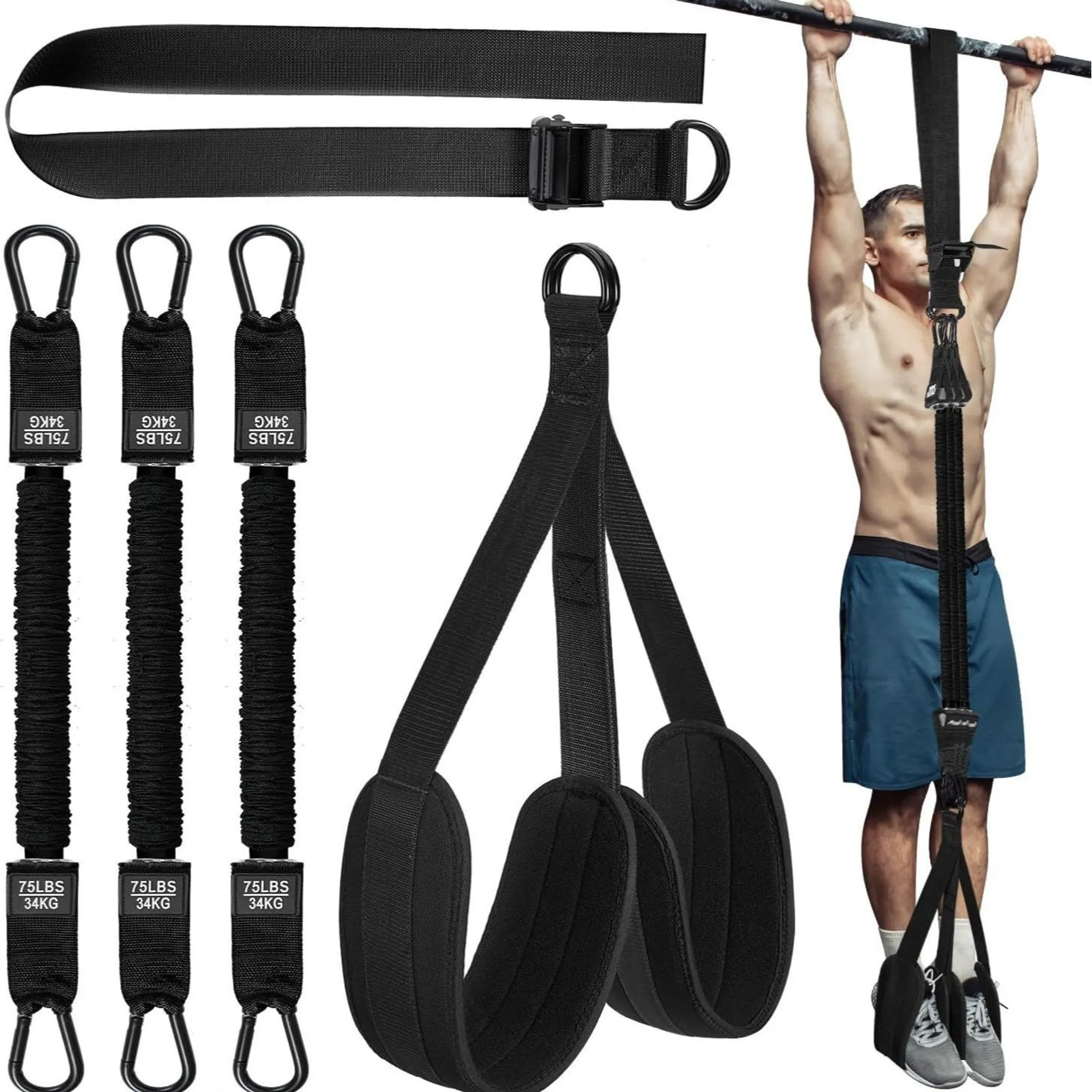 Produktbild von Klimmzug Fitnessbänder Set - Latex Trainings Dehn Gummibänder