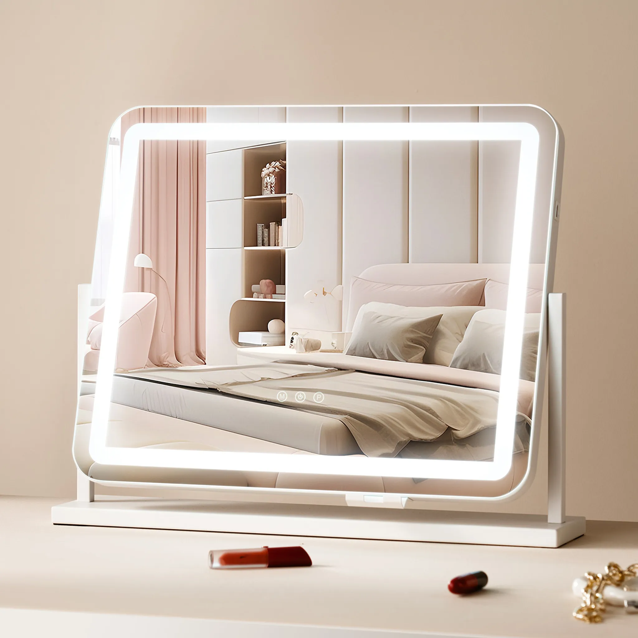 Specchio Trucco LED SONNI Hollywood - 58x46 Cm, 15 Luci, 3 Temperature Colore, Touch - Foto 11