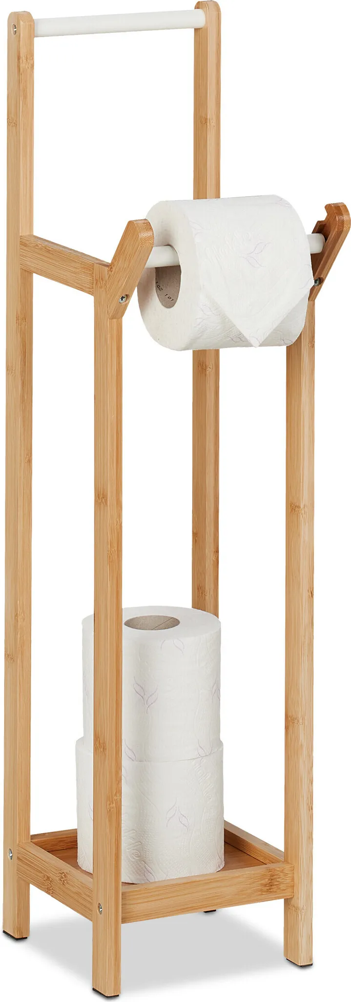 Selbstklebender Toilettenpapierhalter Toilettenpapierhalter Aus Bambus Mit  Ablage - Selbstklebend Ohne Bohren Oder Schrauben, Bis 10 Kg Tragkraft,  Wei - Stabiler Klorollenhalter Mit Stauraum
