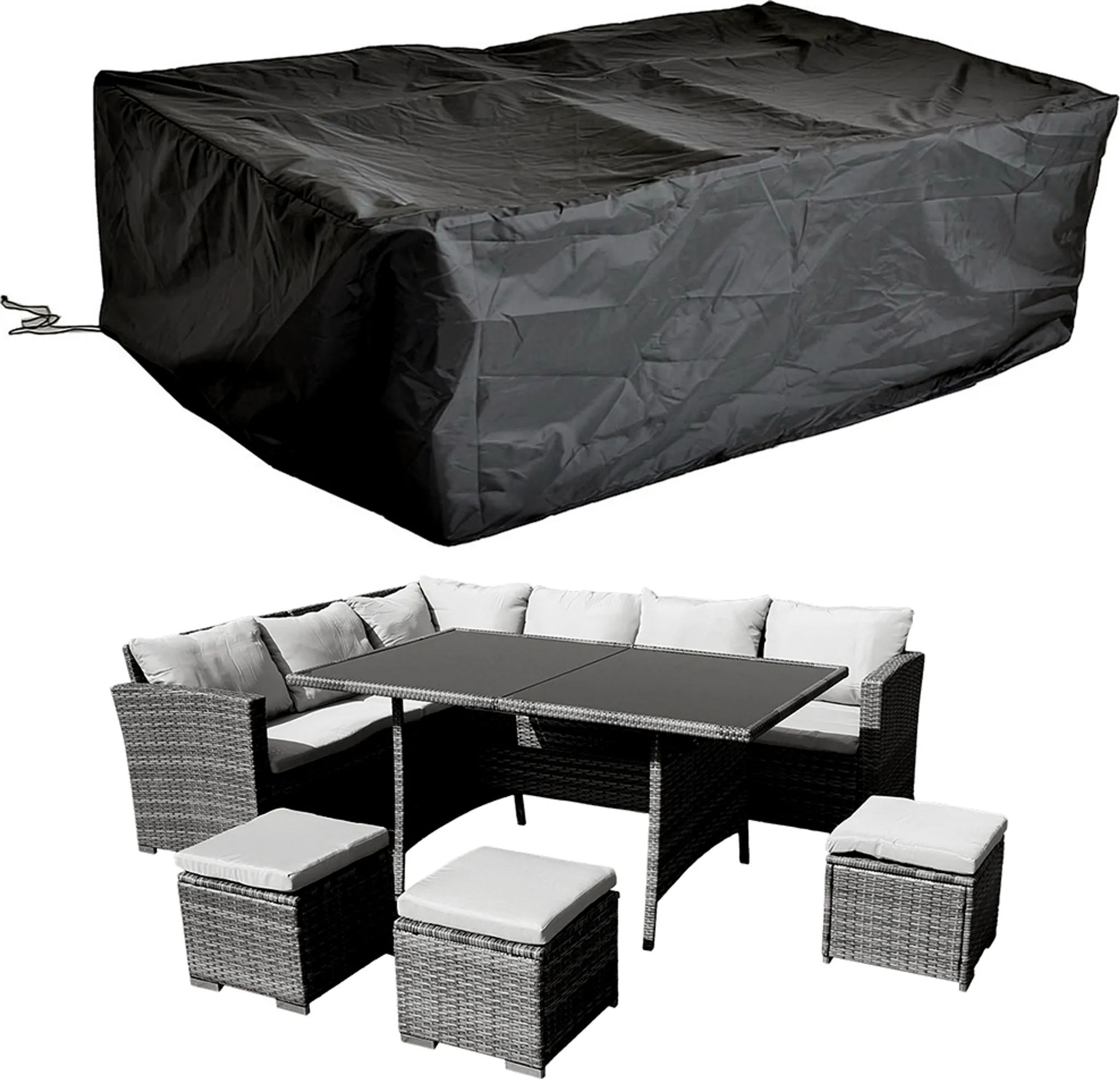 Abdeckplane Für Gartenmöbel - 270x180x90 Cm, Schwarz, 420D Oxford, Wasserdicht, Winddicht & UV-beständig