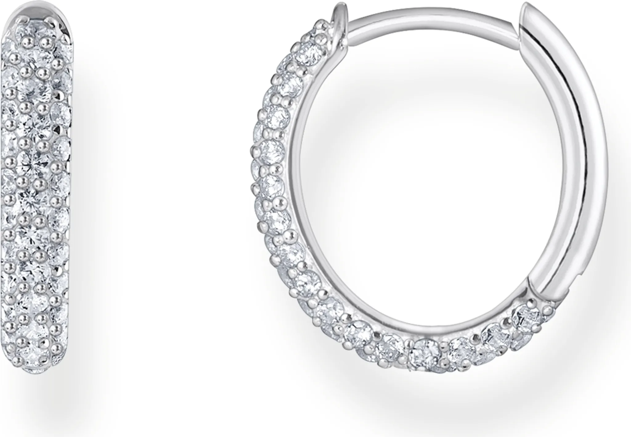 Thomas Sabo Damen-Creolen Aus 925er Sterlingsilber – Mit Zirkonia, 2,3 Cm, Weiß, CR528-051-14