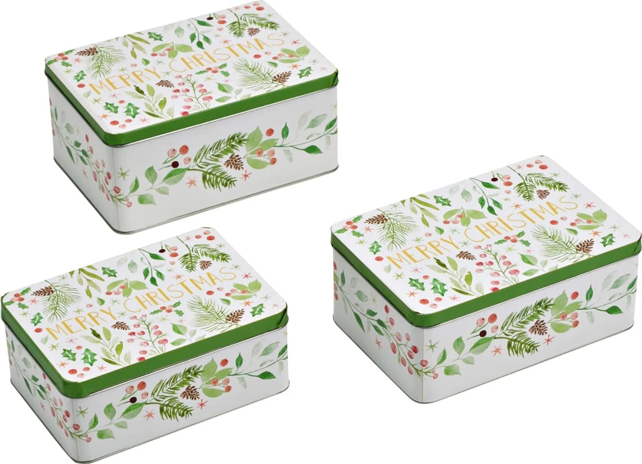 Set di 3 barattoli rettangolari per biscotti in metallo bianco e