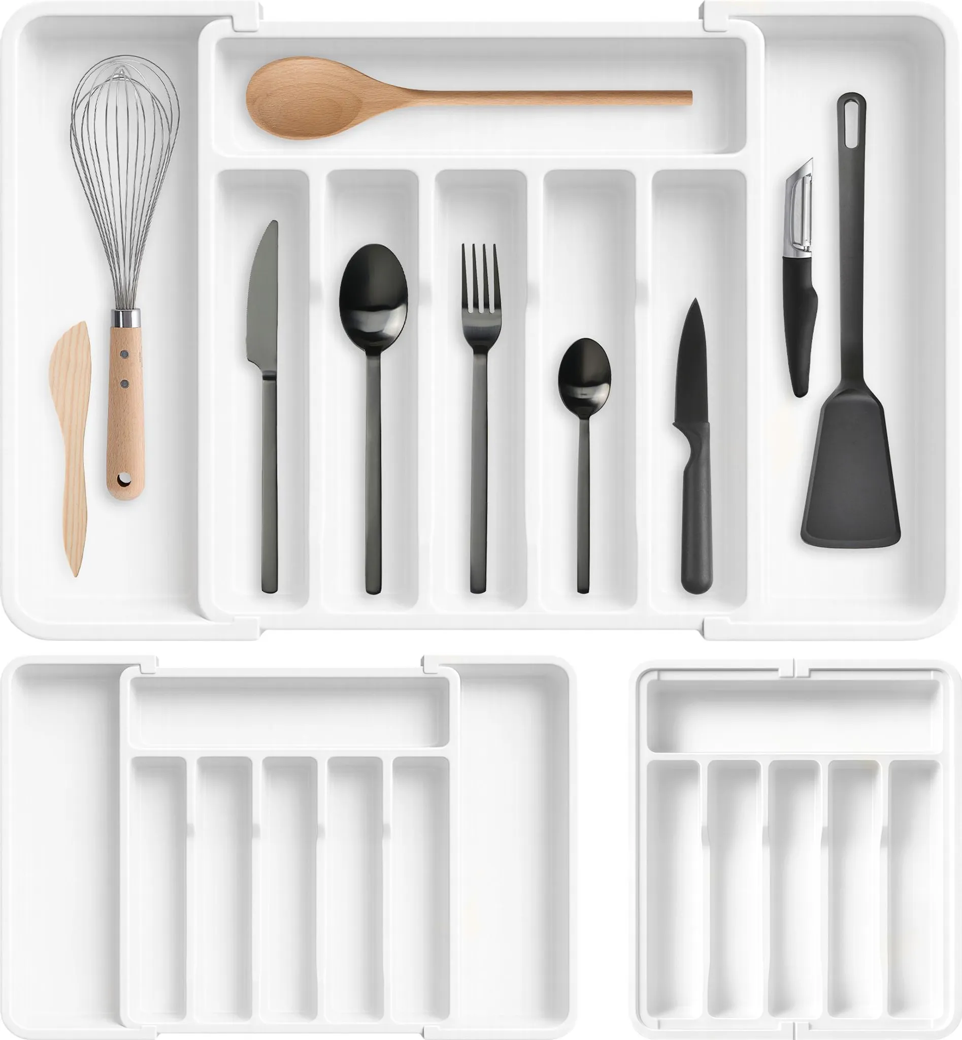 Organizer Estraibile Per Armadietto Espandibile Da 31,5 A 51,8 Cm - Ripiano In Acciaio Al Carbonio, Capacità 34,9 Kg, Bianco, Installazione Senza Viti