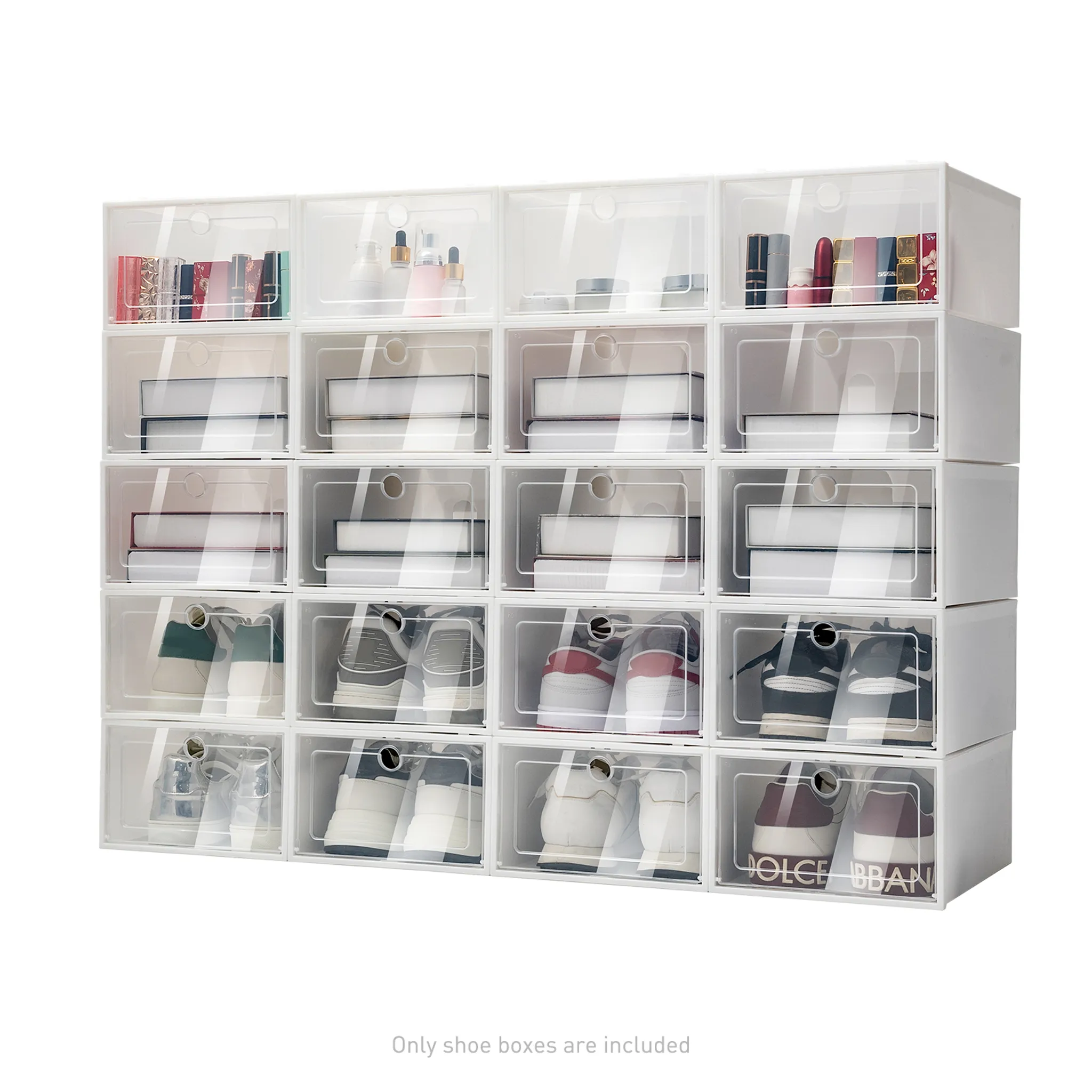 20pcs Schuhbox Transparenten Schuhkartons Stapelbar Faltbare  Aufbewahrungsboxen