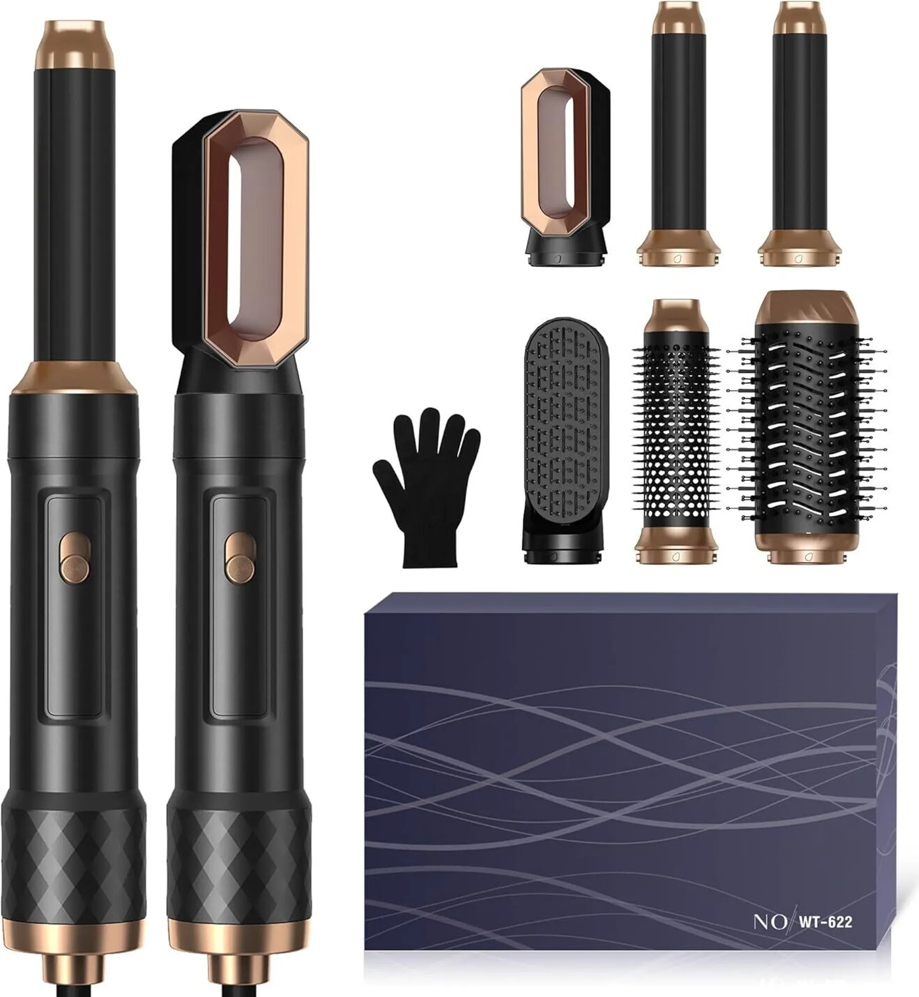 Haarstyler Set 6-in-1 Mit Warmluftbürste - Airstyler Für Glätten, Locken, Volumen