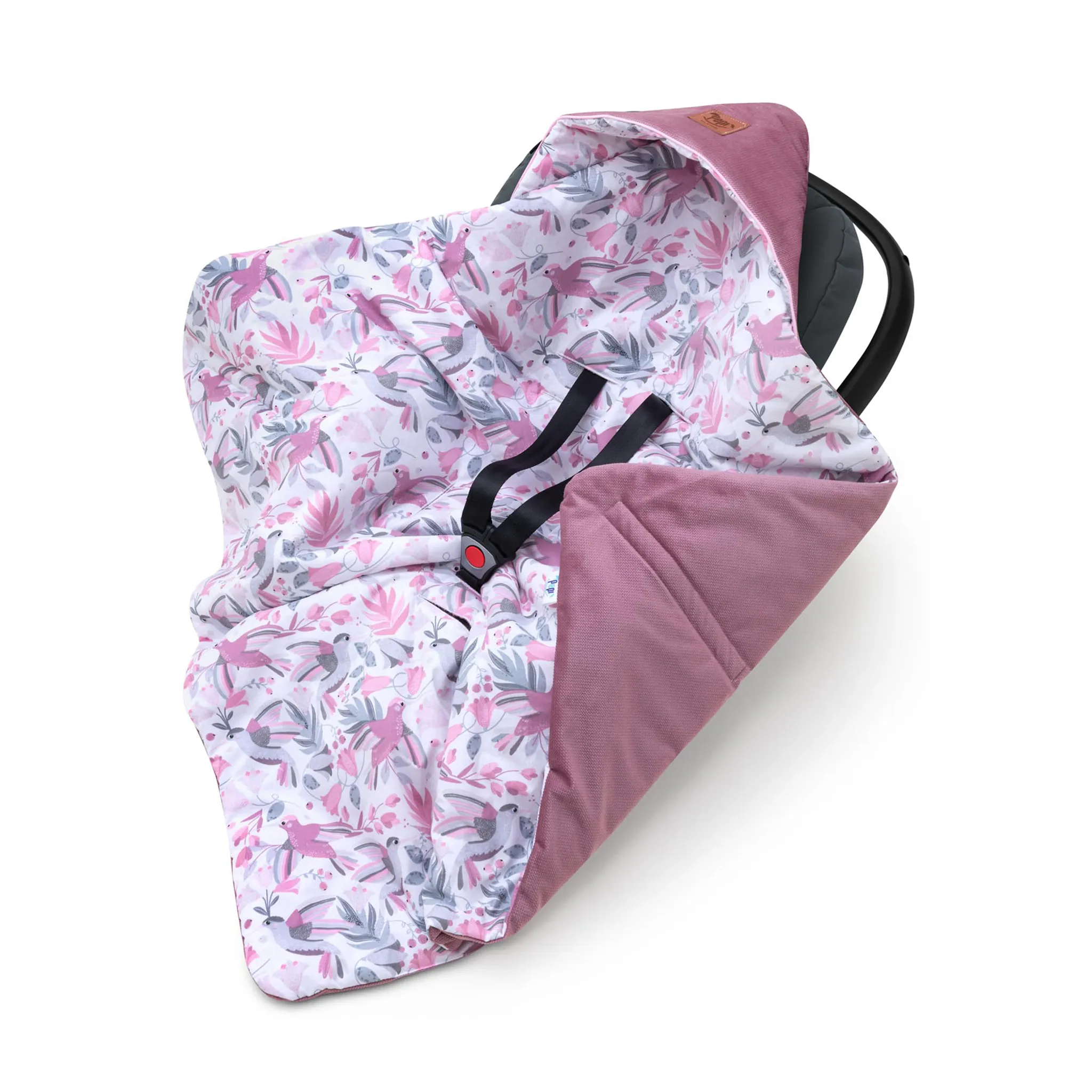 Pepi Einschlagdecke Velvet Hummingbird Maxi rosa Babyschale für cm 90×90 Babydecke olda Autositz mit Decke Cosi Kindersitz